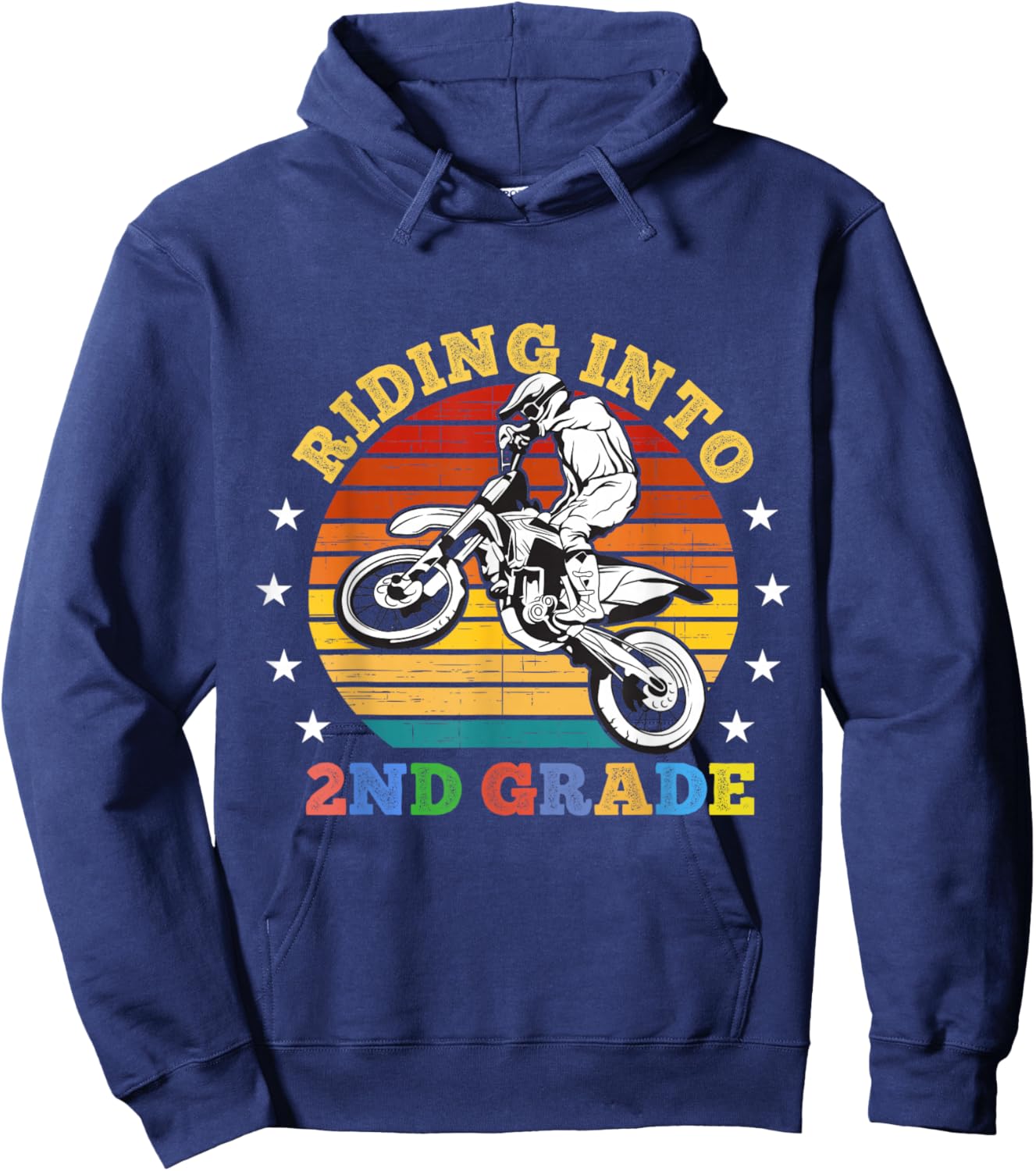 Riding Into Second Grade Dirt Bike School Motocross Sunset Hoodie - Hoodie | Navy