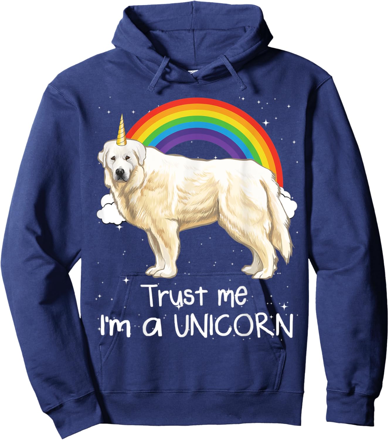Rainbow Great Pyrenee Trust Me I'm A Unicorn Dog Men Women Kids Hoodie - Hoodie | Navy