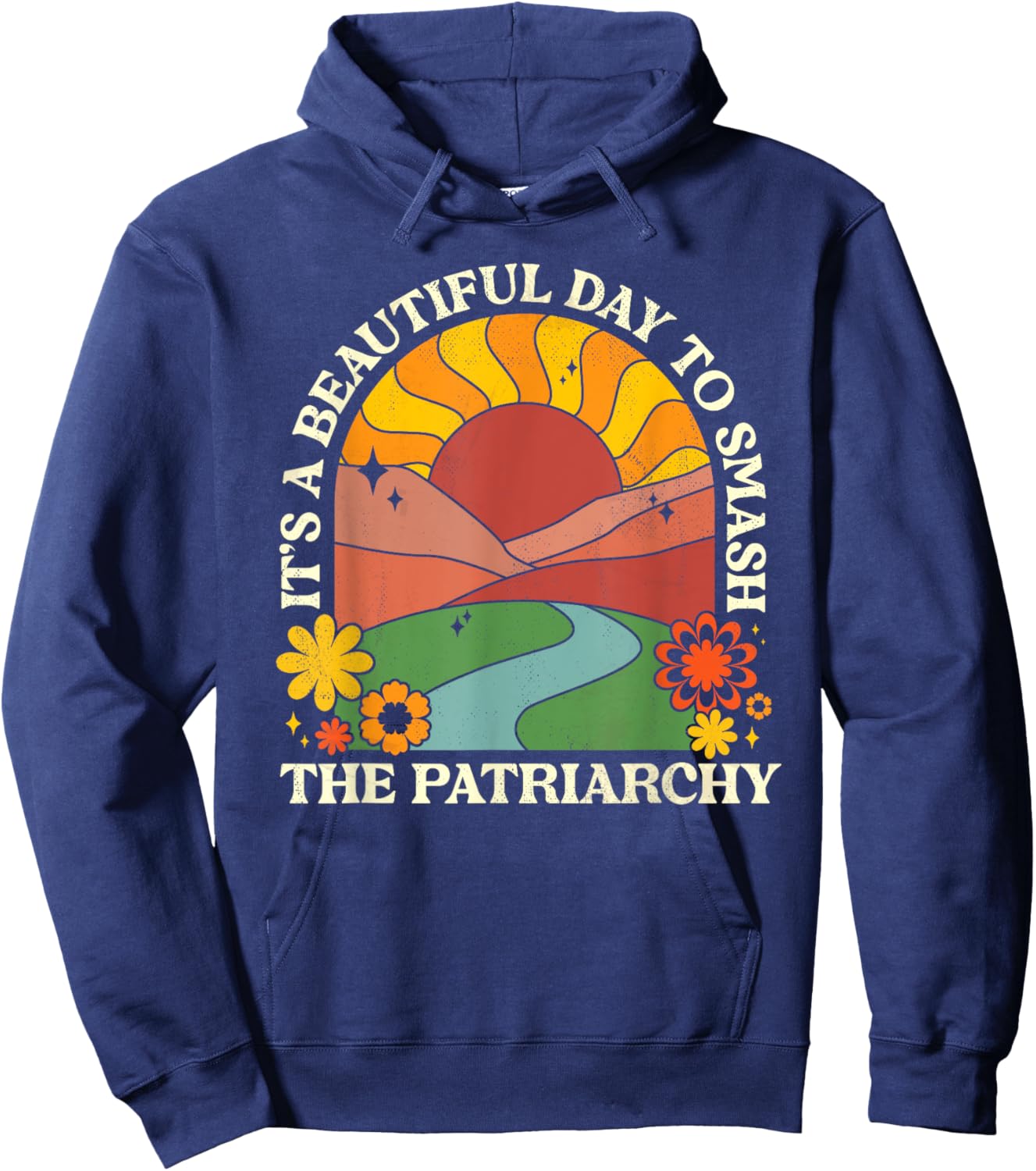 Retro Groovy 60s 70s It's A Good Day To Smash The Patriarchy Hoodie - Hoodie | Navy