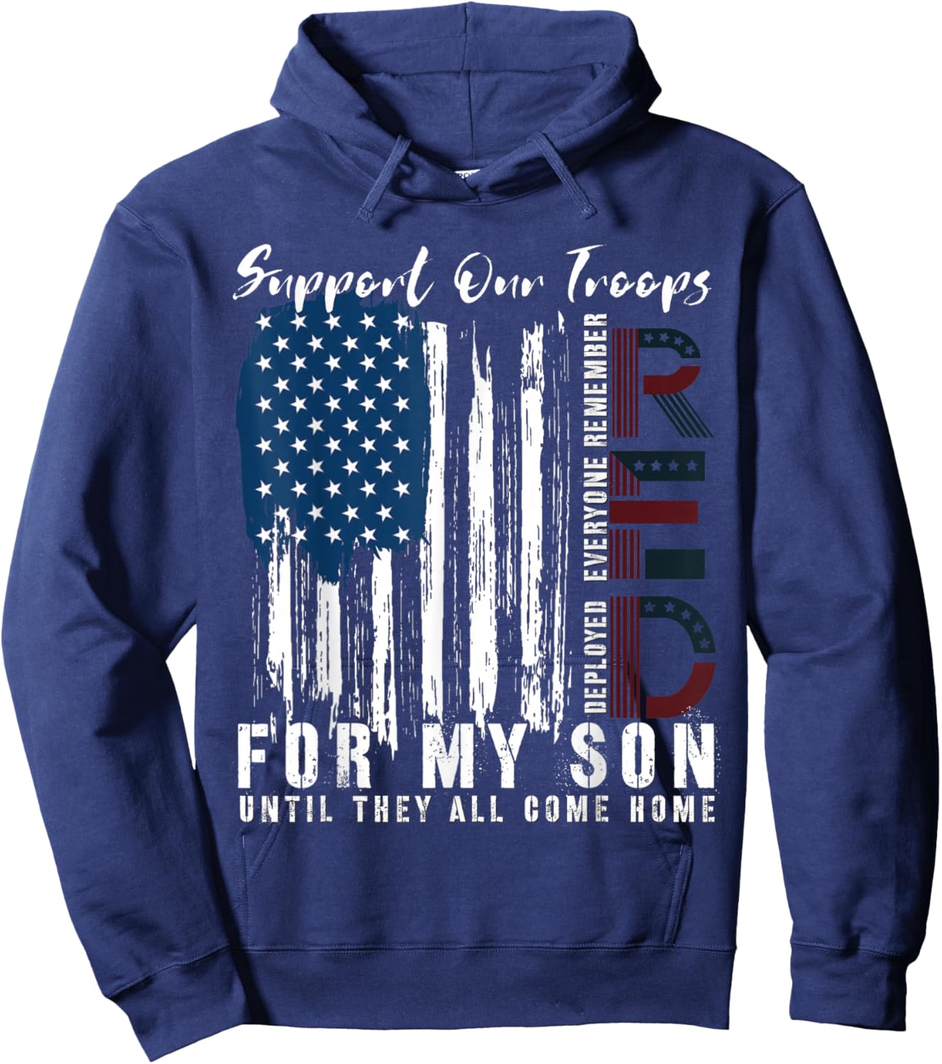 On Friday We Wear Red for My Son Military Support US Flag Hoodie - Hoodie | Navy