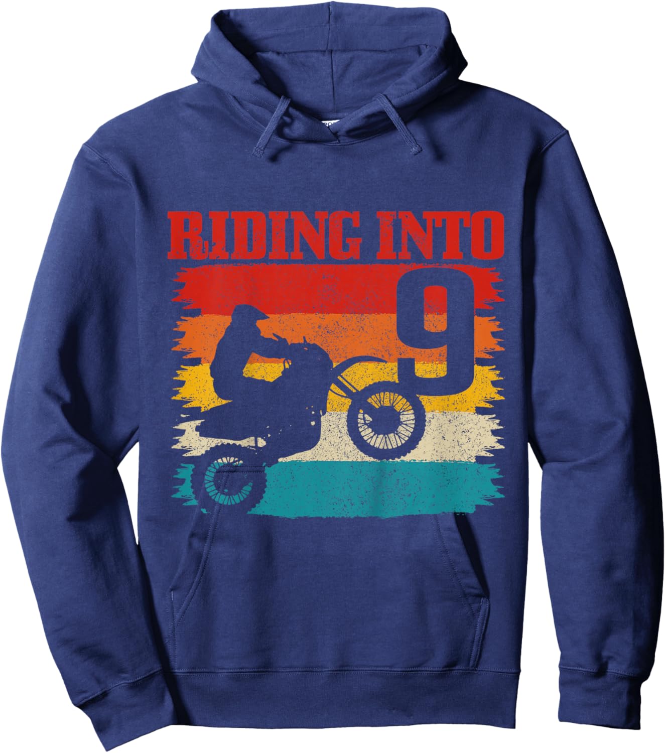 Riding Into 9 Motocross 9th Birthday Dirt Bike Enduro Hoodie - Hoodie | Navy