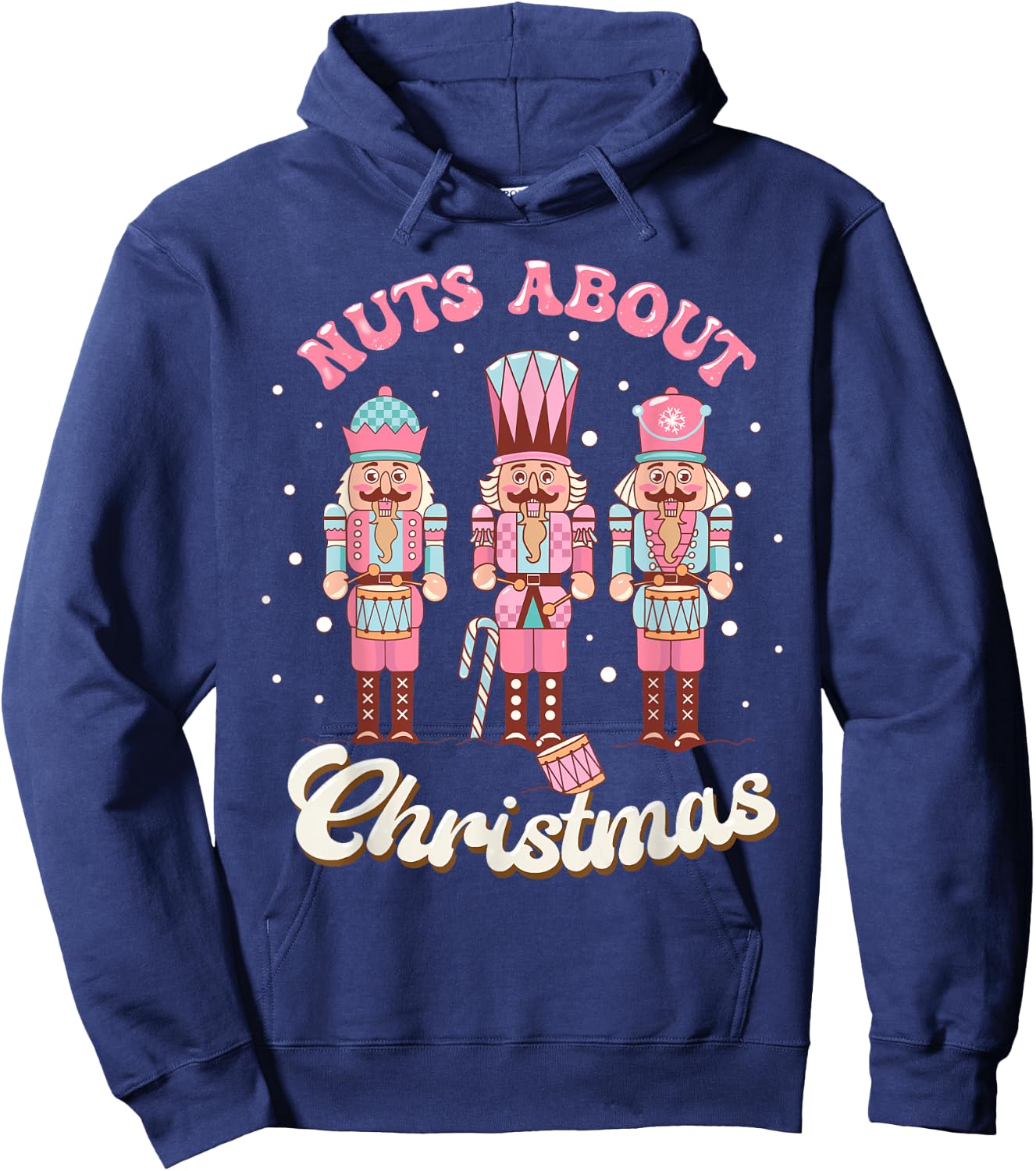 Groovy Retro Nuts About Christmas Holiday Xmas Nutcracker Hoodie - Hoodie | Navy