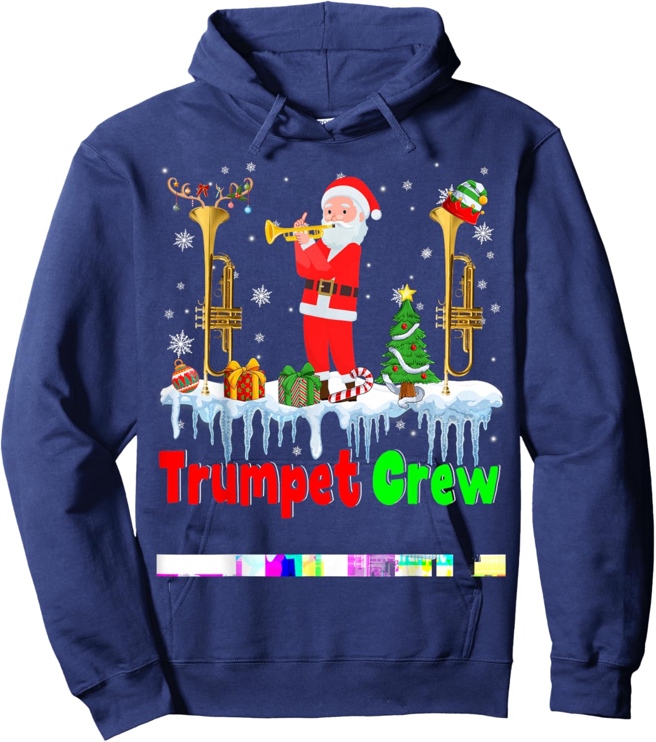 Trumpet Crew Santa Playing Trumpet Musical Instruments Hoodie - Hoodie | Navy