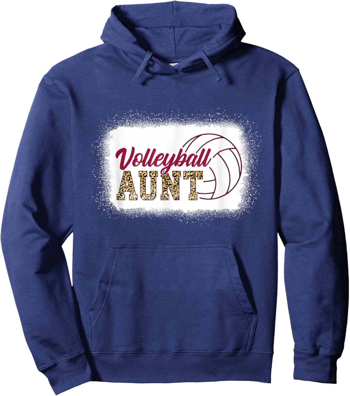 Aunt Life Volleyball Bleached Leopard Auntie Hoodie - Hoodie | Navy