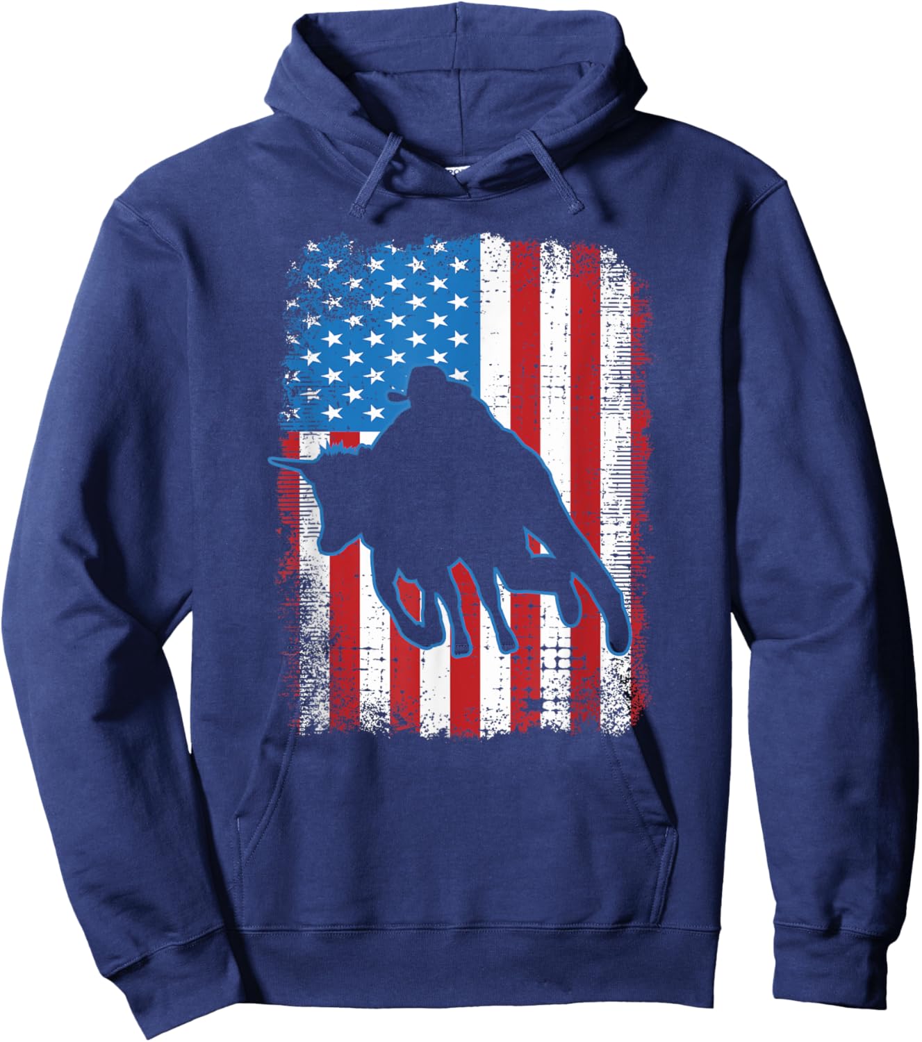 Steer Wrestling USA Flag Roping Rodeo Event Chute Dogging Hoodie - Hoodie | Navy