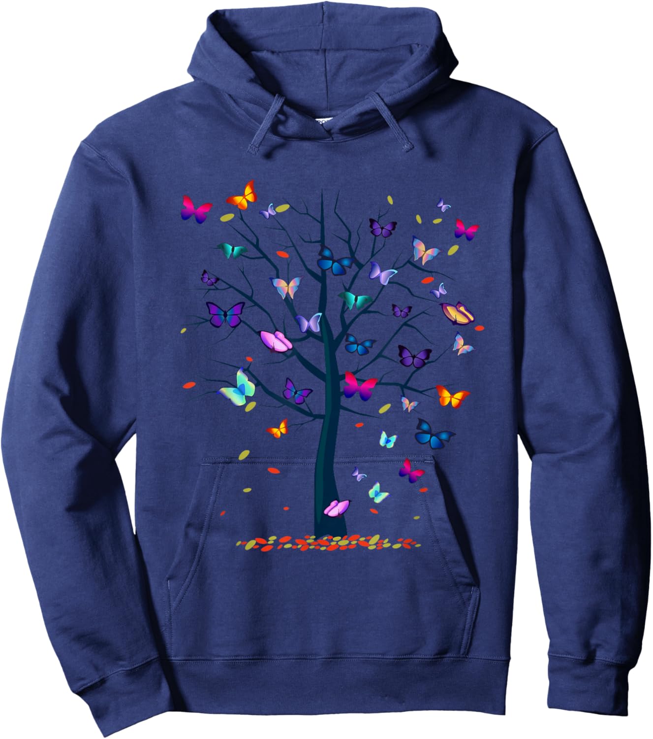 A & E C Butterfly Tree Beautiful Women's Black Butterfly Graphic Hoodie - Hoodie | Navy