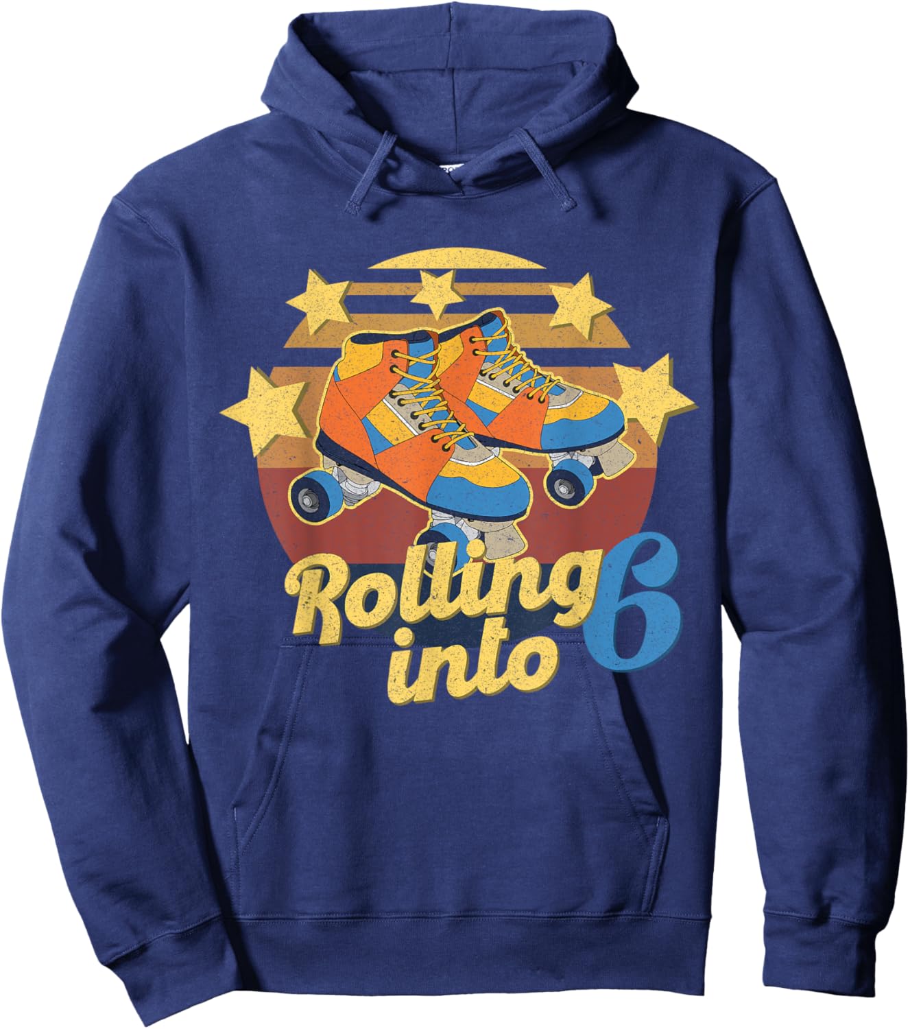 Rolling Into 6 Years 6th Birthday I'm Turning 6 Roller Skate Hoodie - Hoodie | Navy