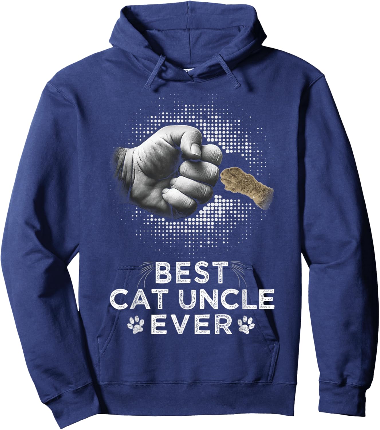 Best Cat Uncle Ever Uncle & Kitten Paw Fist Bump Cool Art Hoodie - Hoodie | Navy