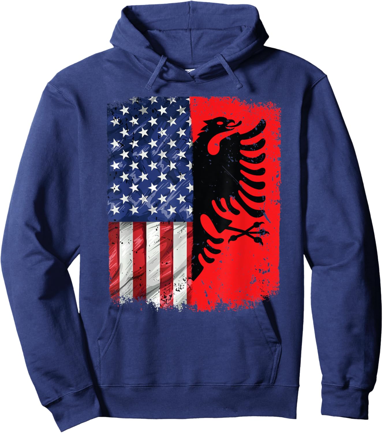 Albania USA Flag Patriotic Albanian American Flag Hoodie - Hoodie | Navy