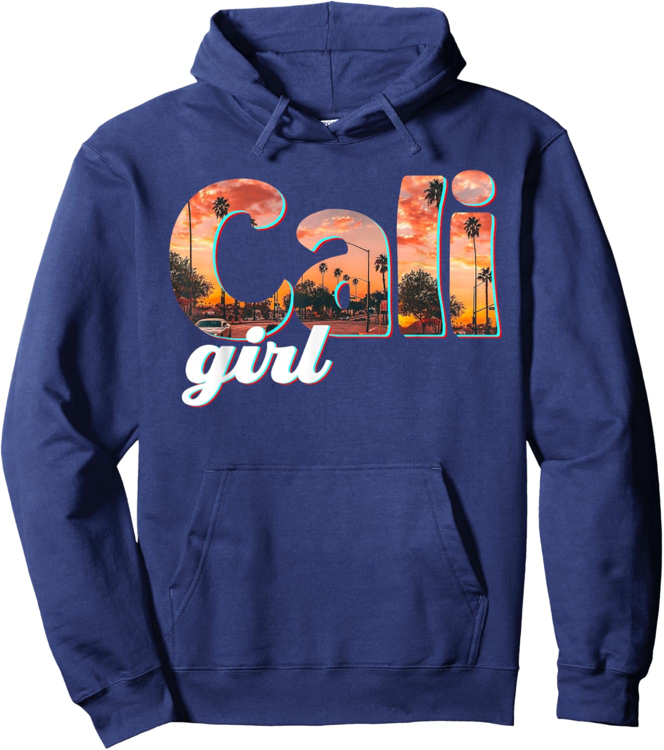 Cali Girl Vintage California Palm Trees Summer Gift Hoodie - Hoodie | Navy
