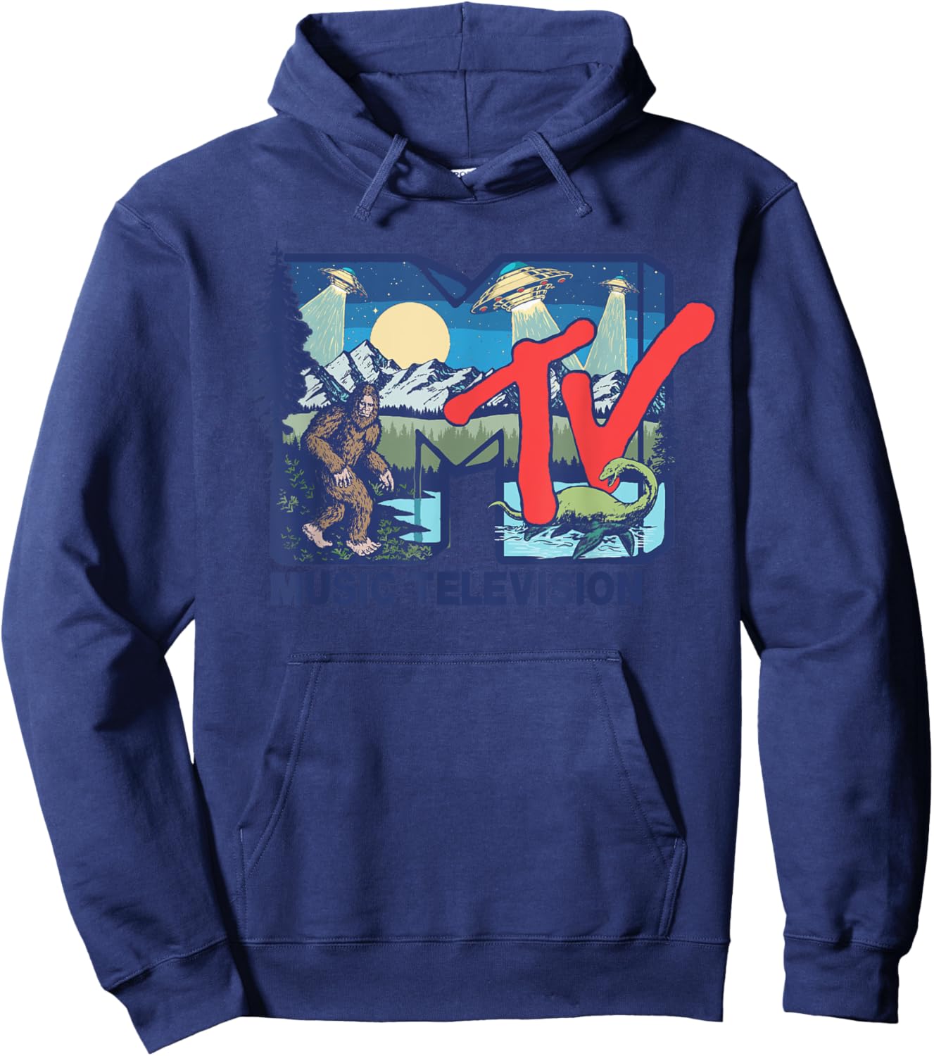 Mademark x MTV - Cryptid MTV Logo Featuring Bigfoot, UFO, Aliens & Nessie Hoodie - Hoodie | Navy
