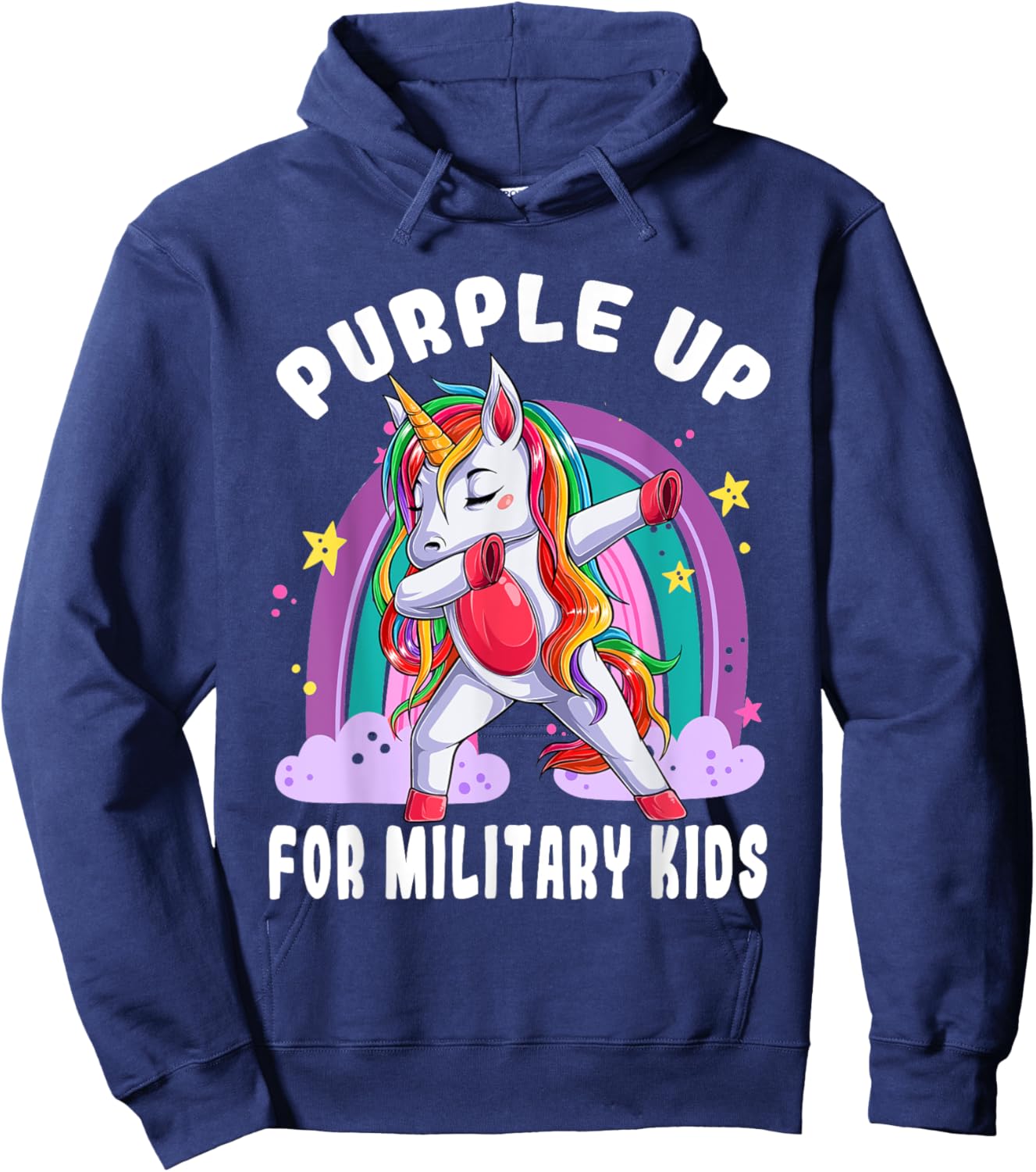 Awareness Month Purple Up Military Child Purple-Up Unicorn Hoodie - Hoodie | Navy