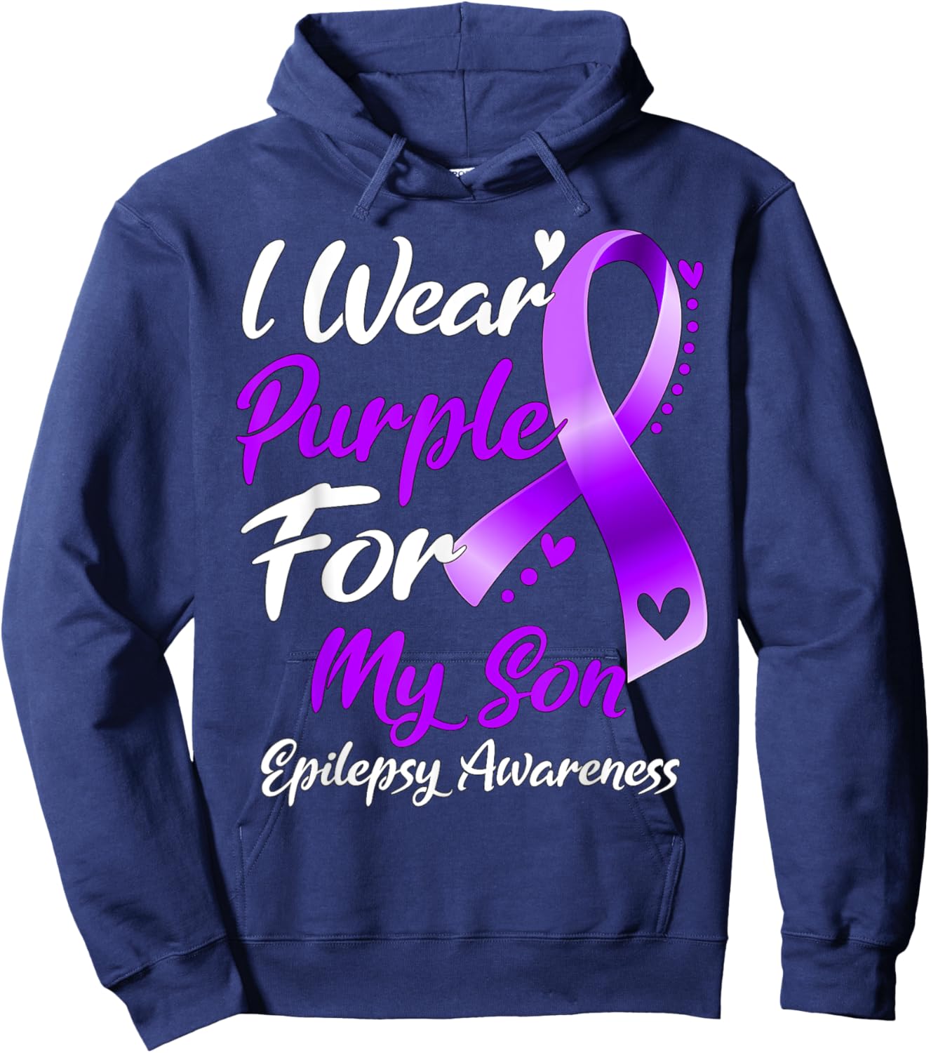 I Wear Purple For My Son Epilepsy Awareness Gifts Hoodie - Hoodie | Navy