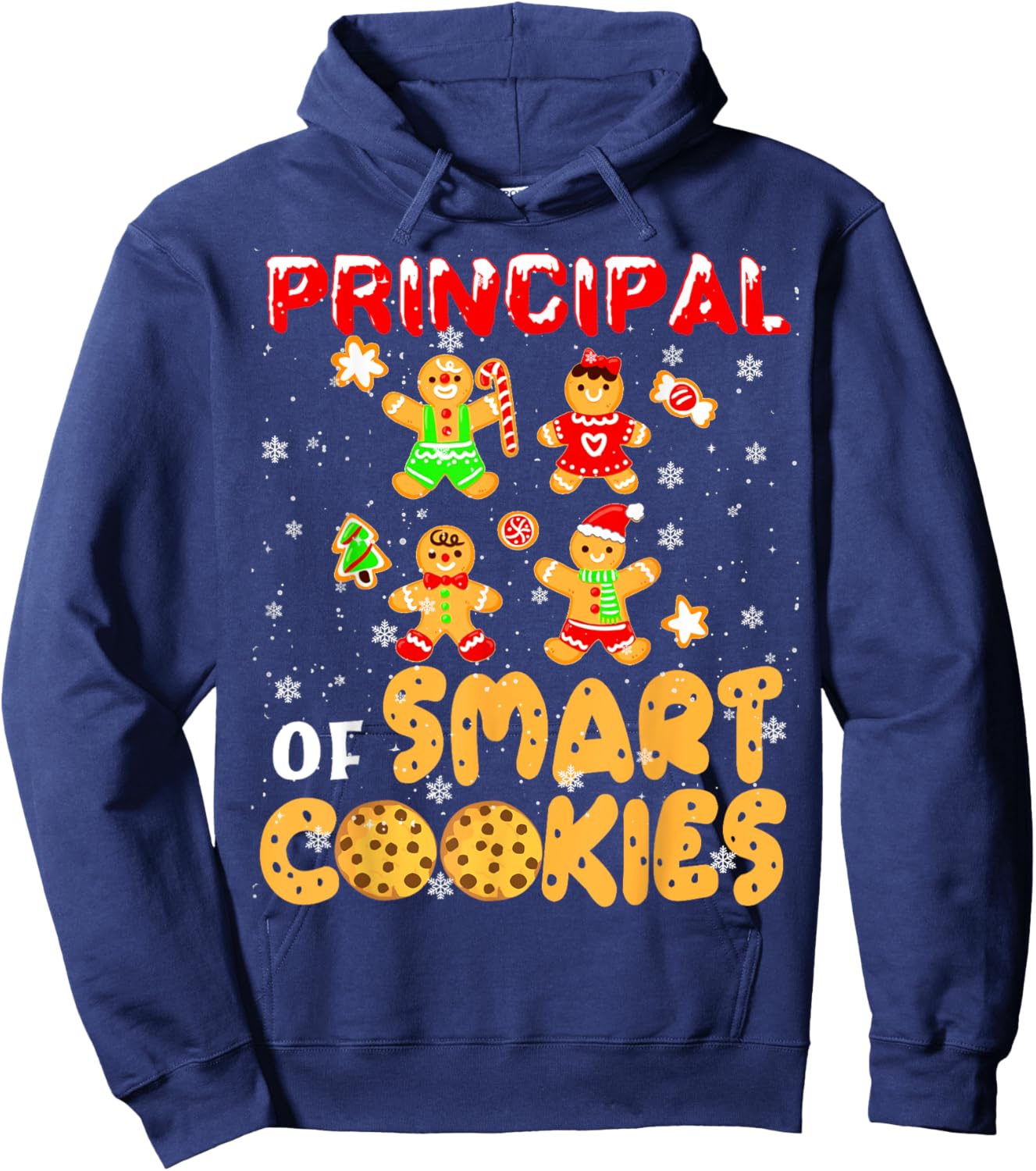 Principal Of Smart Cookies Gingerbread Man Principal Xmas Hoodie - Hoodie | Navy