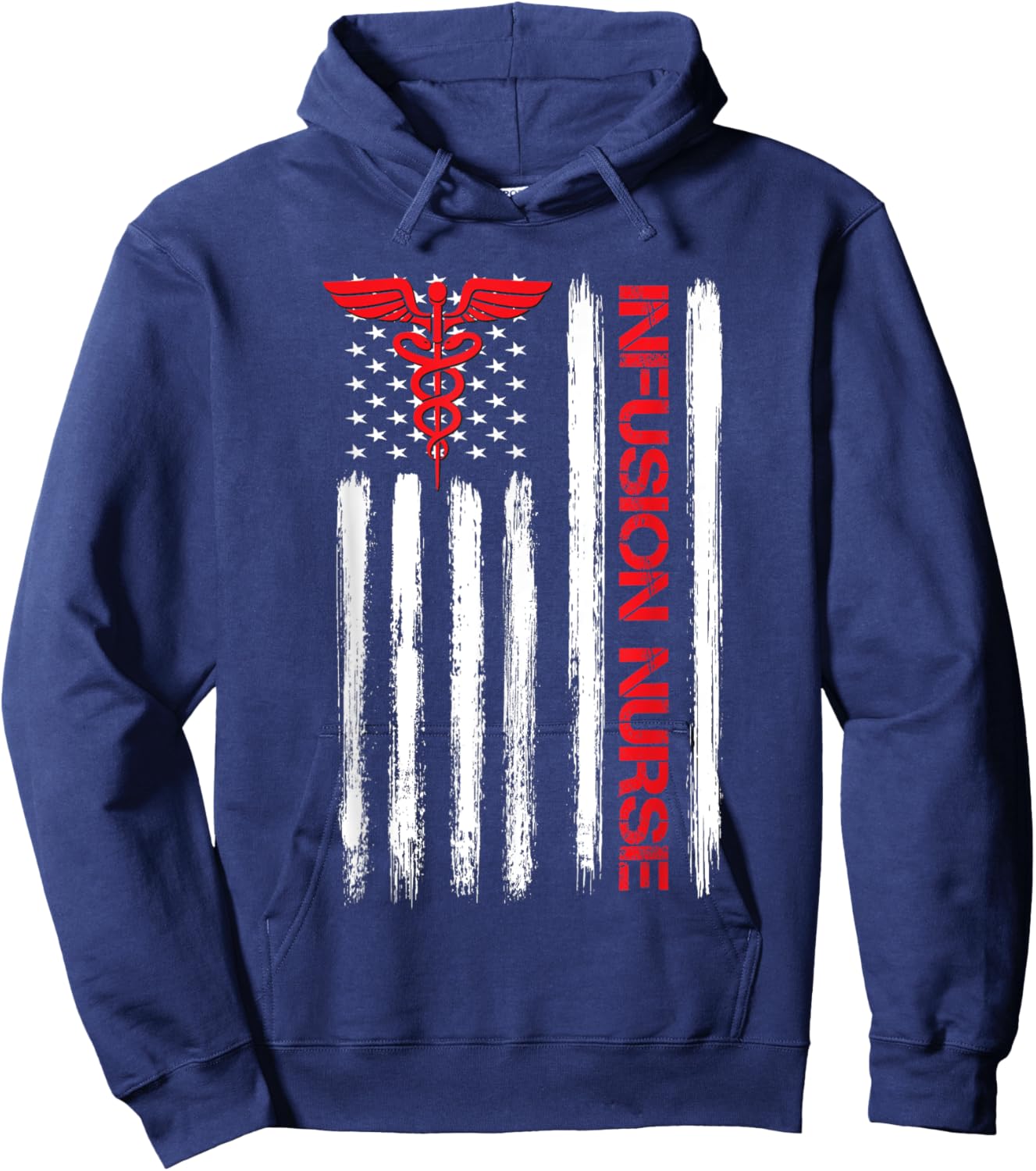 America Flag Infusion Nurse RN Chemotherapy Therapy Nurse Hoodie - Hoodie | Navy