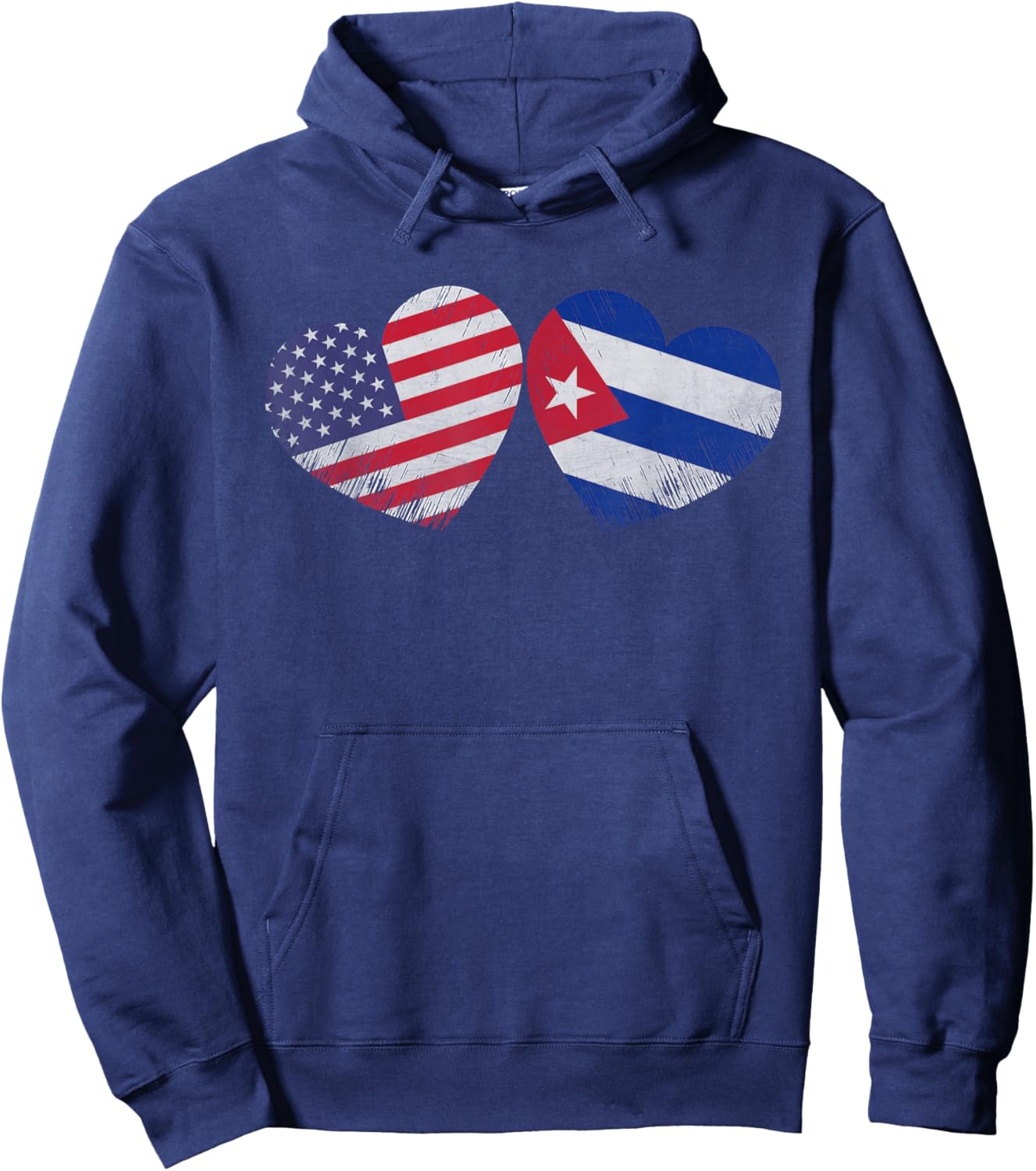 Heart Cuban American Flag Patriotic Family Heritage Hoodie - Hoodie | Navy