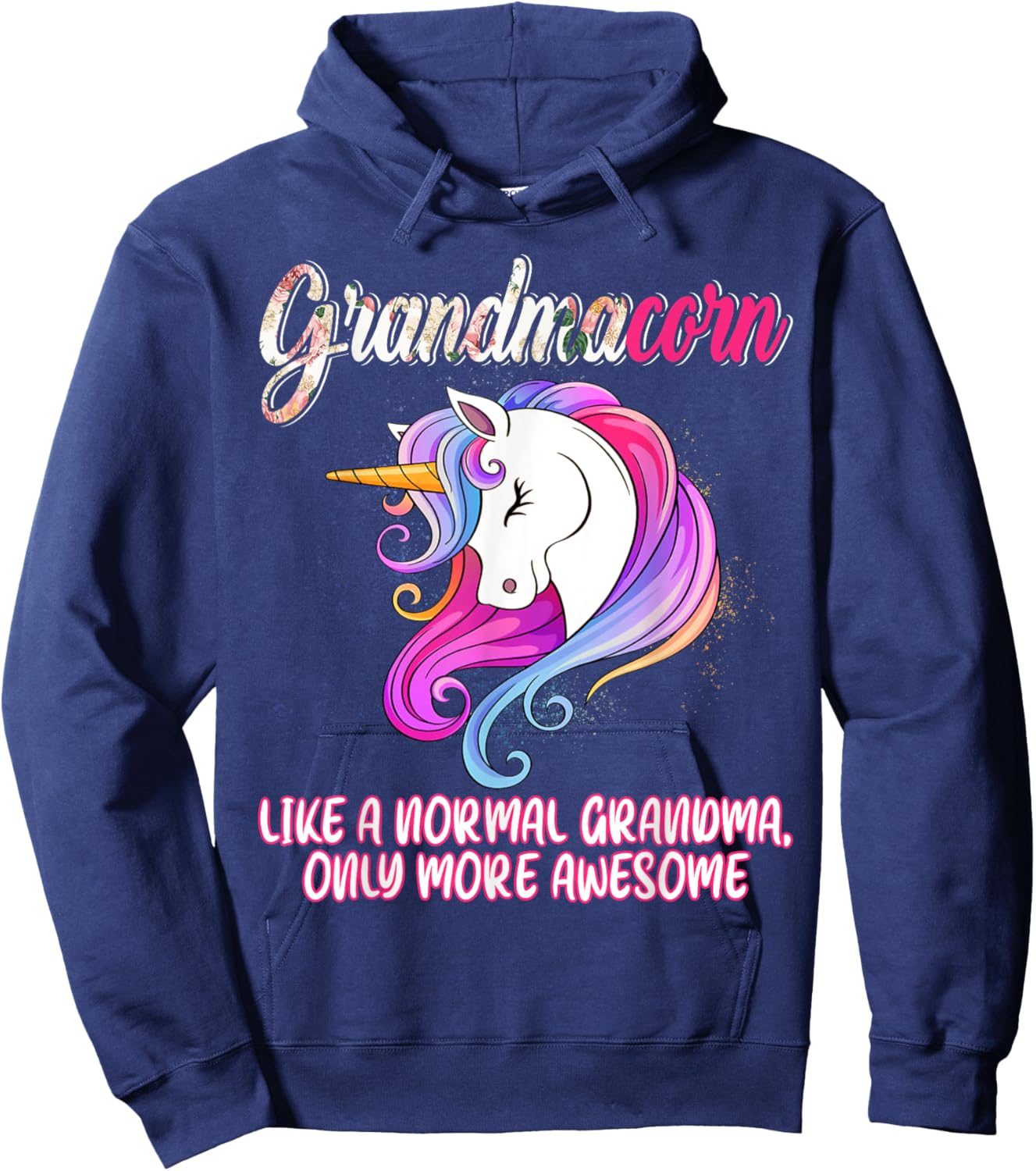 Grandmacorn Happy Mother's Day Unicorn Lover Proud Grandma Hoodie - Hoodie | Navy