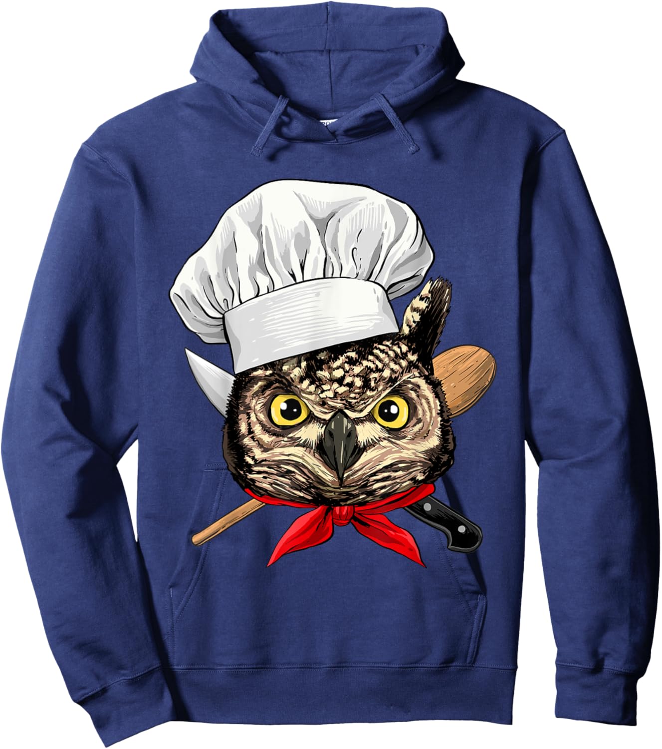 Owl Chef Wildlife Owl Bird, Cooking Lover Hoodie - Hoodie | Navy