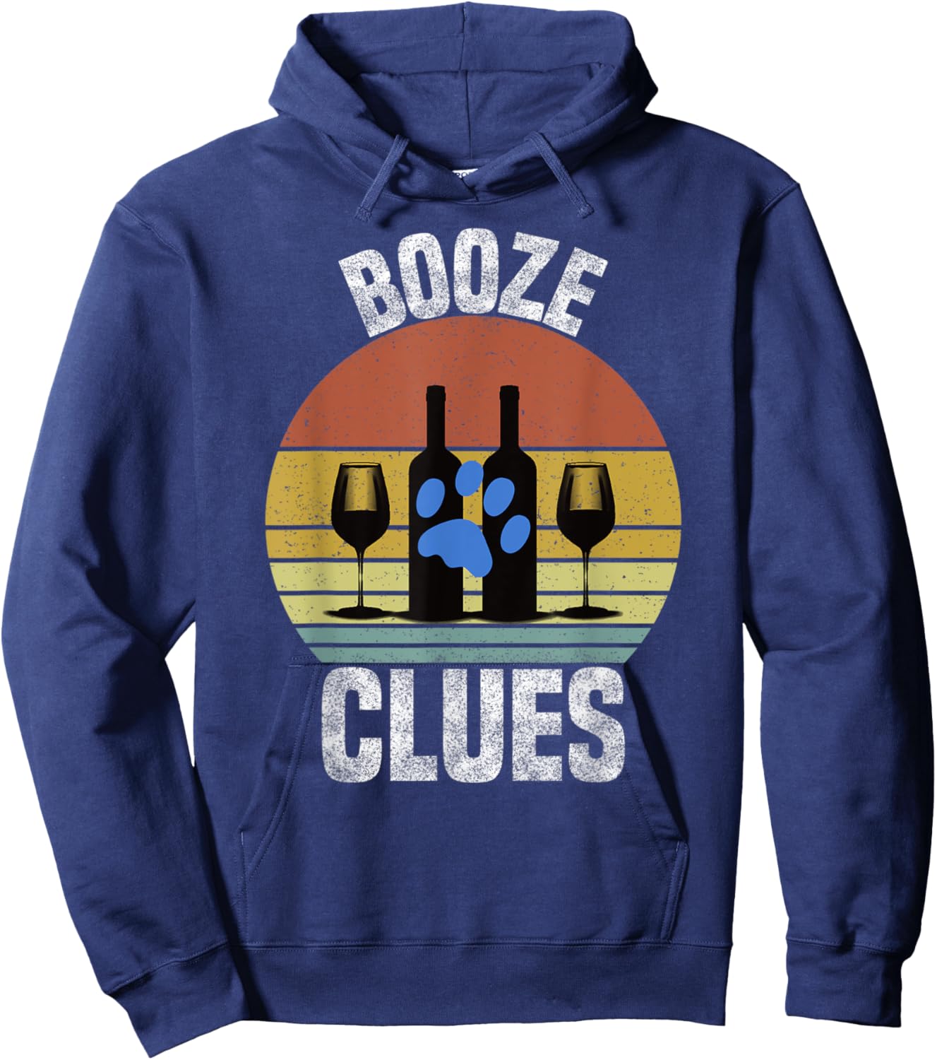 Booze Clues Funny Drinking Vintage Adult Humor Hoodie - Hoodie | Navy
