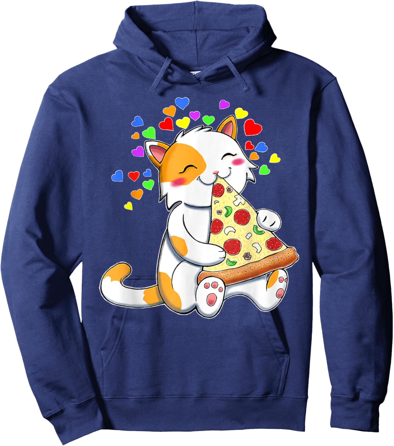 Funny Cats and Pizza Kitty Hearts Pet Lovers Hoodie - Hoodie | Navy