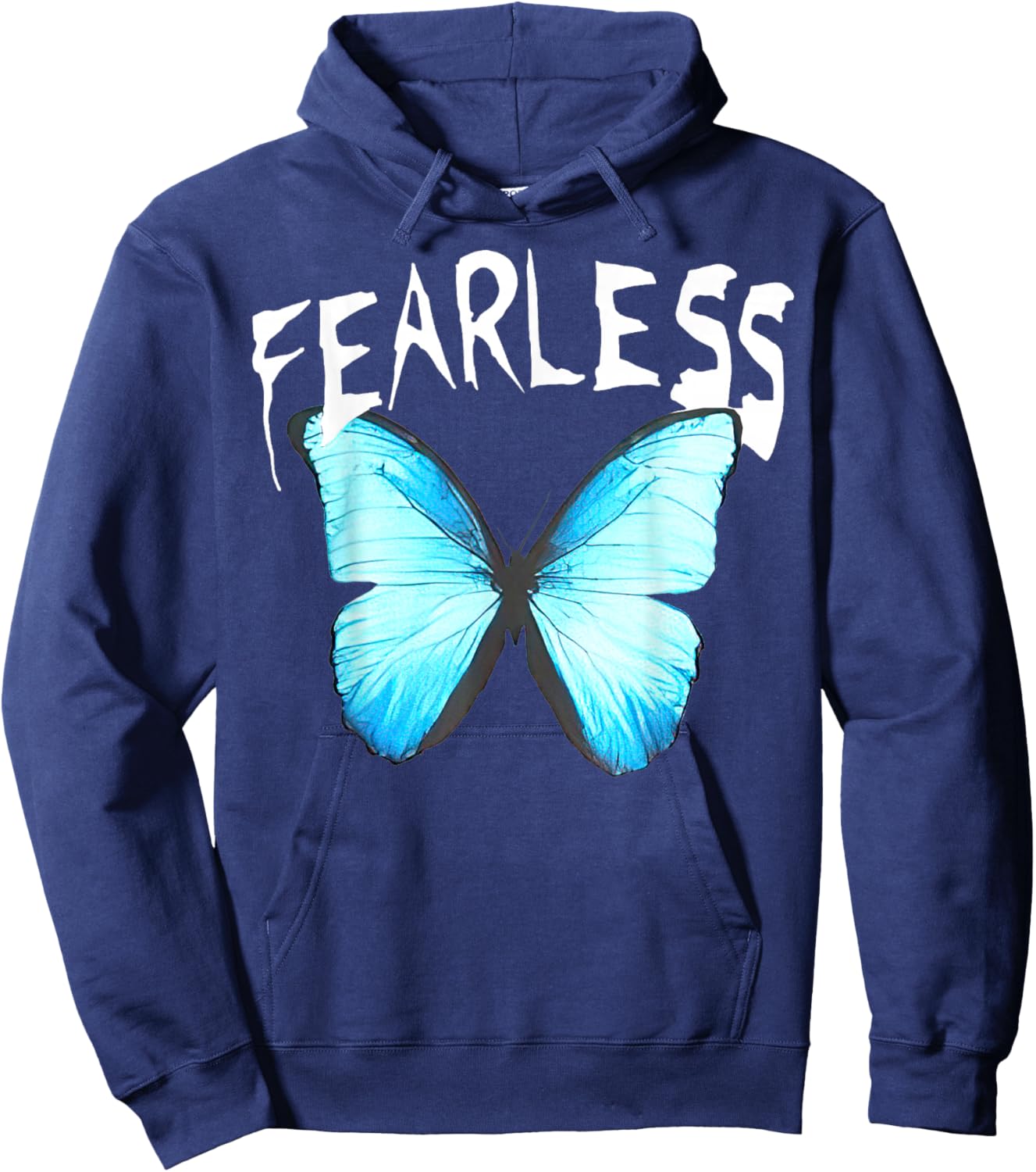 Humor Fearless Butterfly Cute Colorful Blue Butterfly Hoodie - Hoodie | Navy