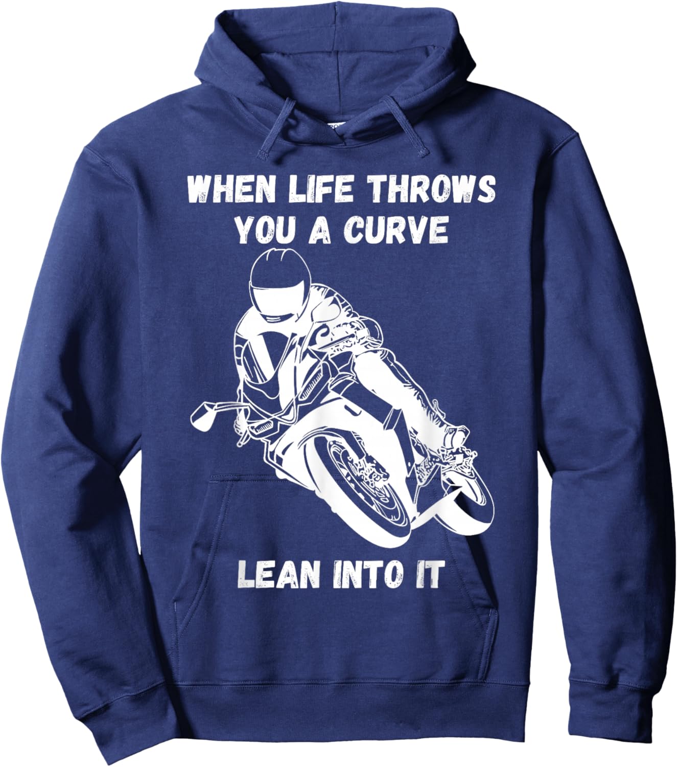 If life throws you a curve funny motorcycle saying quote Hoodie - Hoodie | Navy