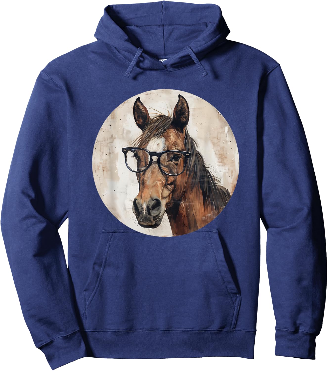 Funny Horse with Glasses Equestrian Riding Hoodie - Hoodie | Navy