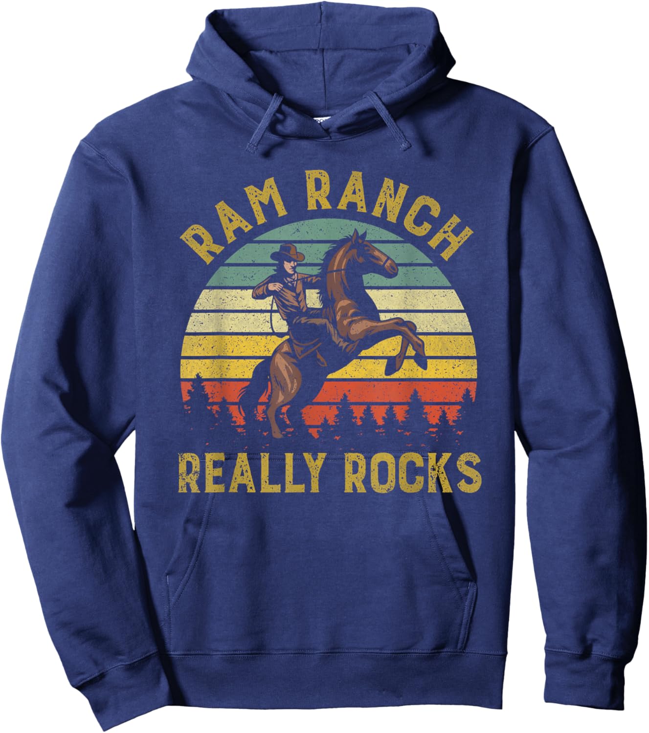Ram Ranch Really Rocks Vintage Western Cowboy Country Lover Hoodie - Hoodie | Navy