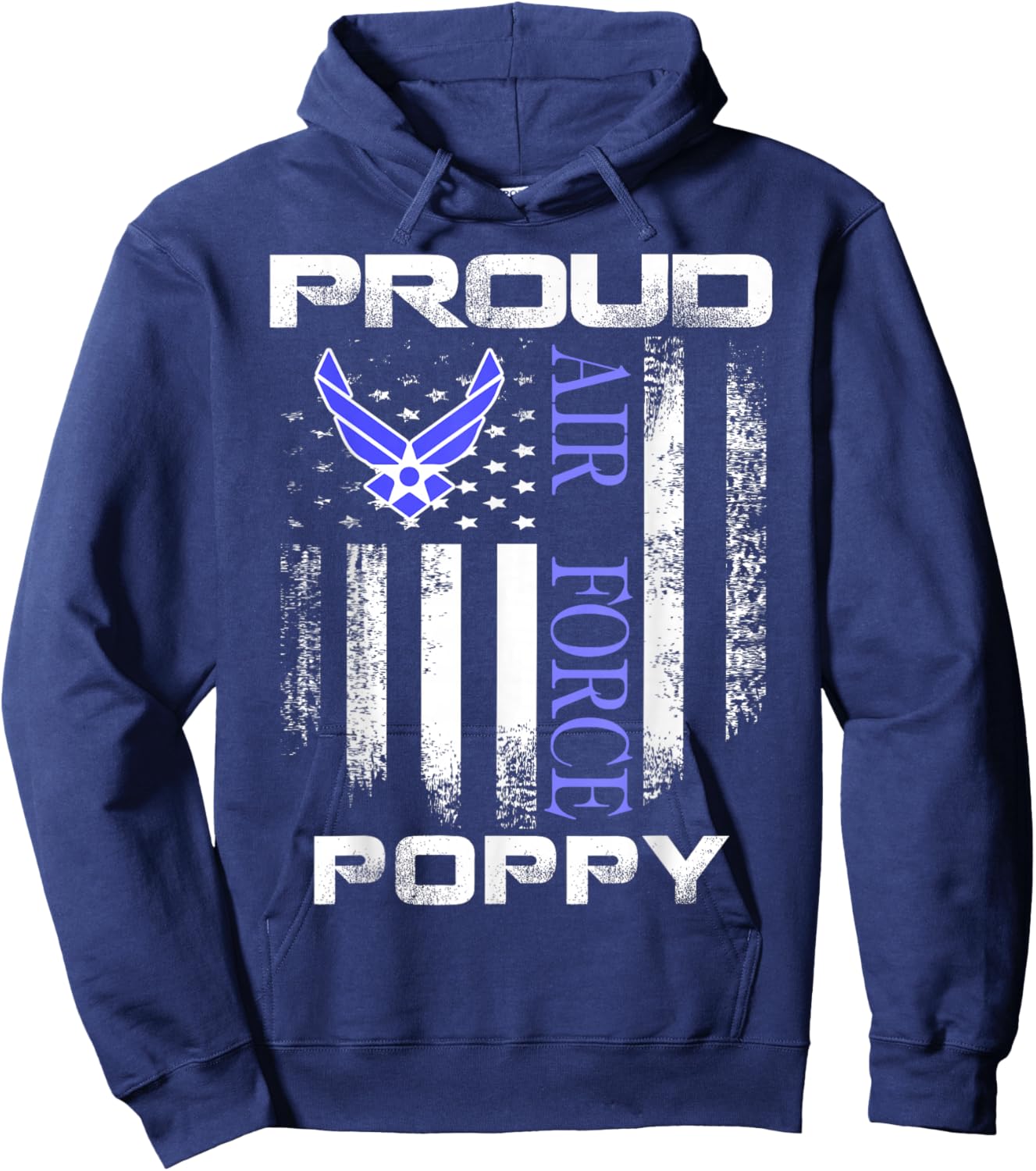 Vintage Proud Air Force Poppy With American Flag Gift Hoodie - Hoodie | Navy