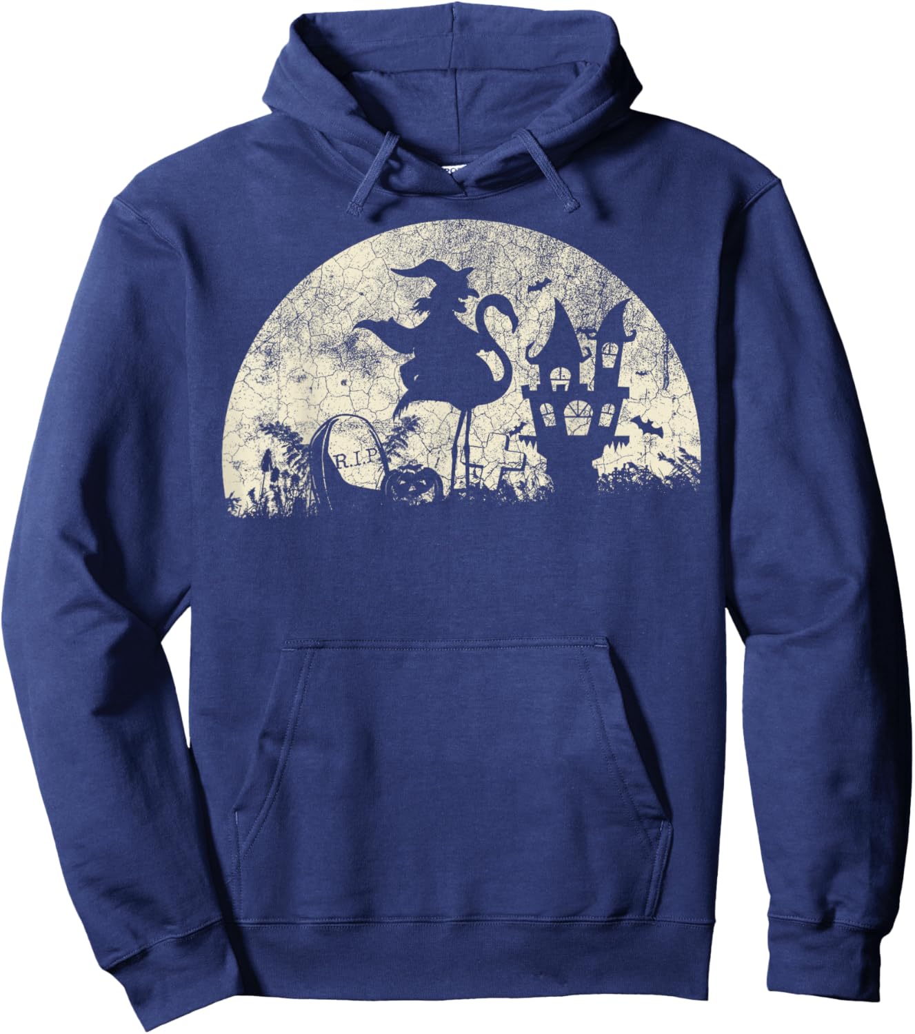 Halloween Witch on Flamingo - Funny Trick or Treat Costume Hoodie - Hoodie | Navy