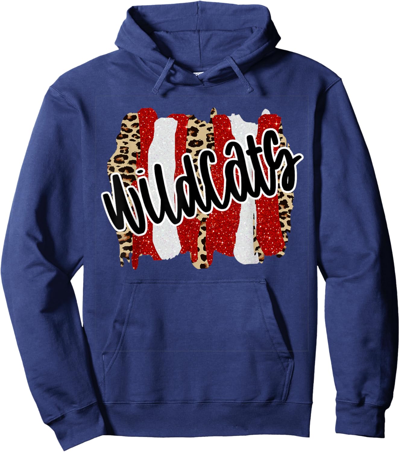 Wildcats Splash Red White Black School Spirit Hoodie - Hoodie | Navy