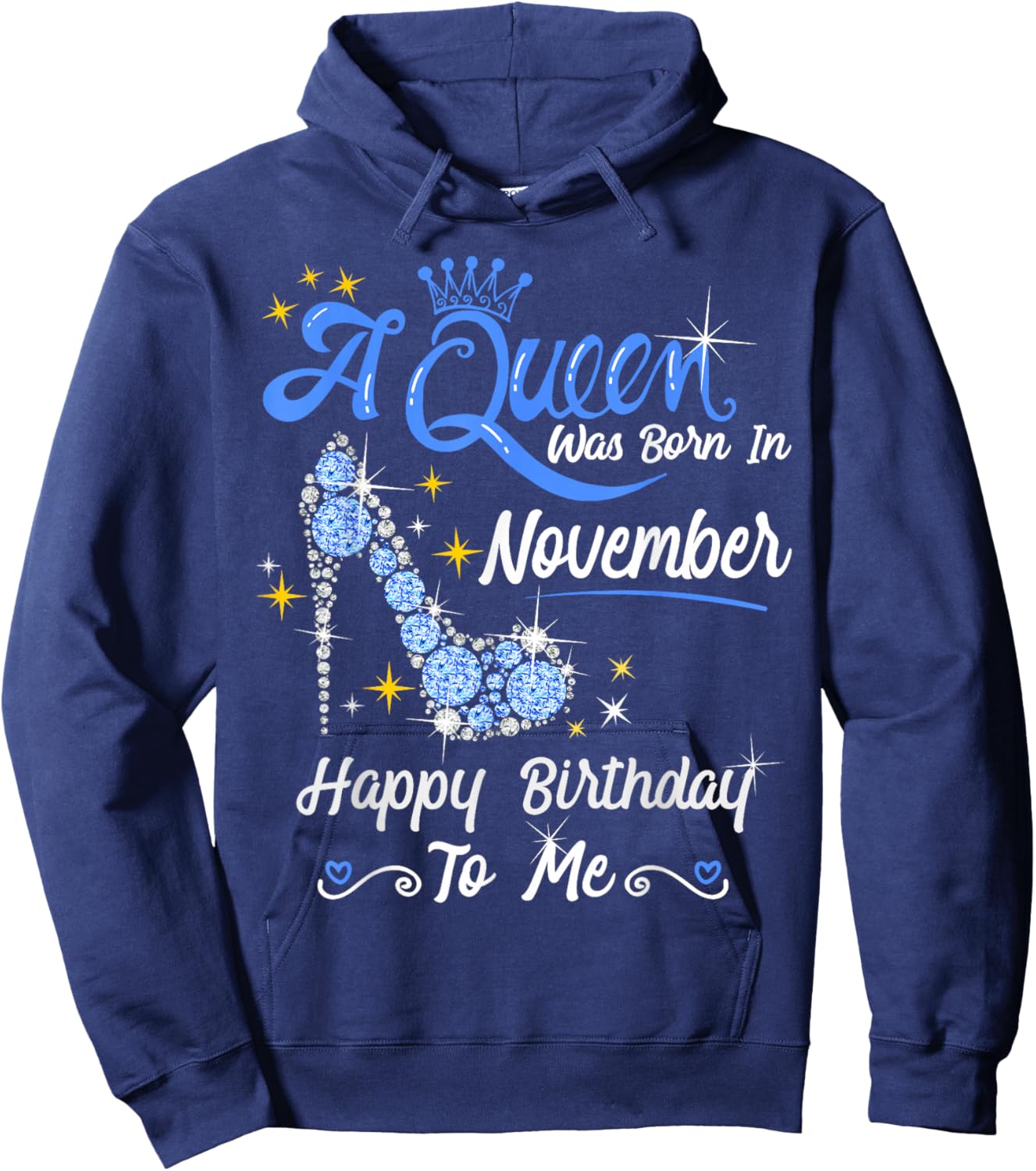 A Queen was Born in November Queen Birthday Shirt Hoodie - Hoodie | Navy
