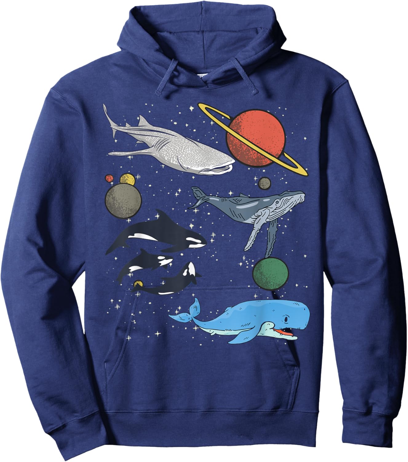 Galaxy Space White Shark Fin Costume Adult shark Hoodie - Hoodie | Navy