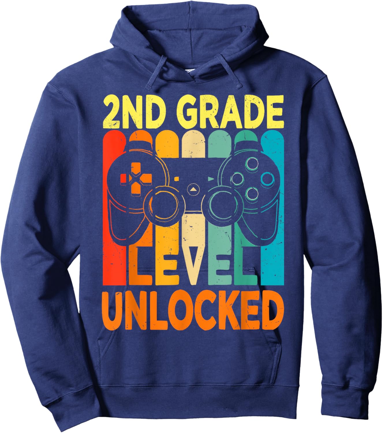 Hello 2nd Grade Level Unlocked Video Game Back to School Boy Hoodie - Hoodie | Navy
