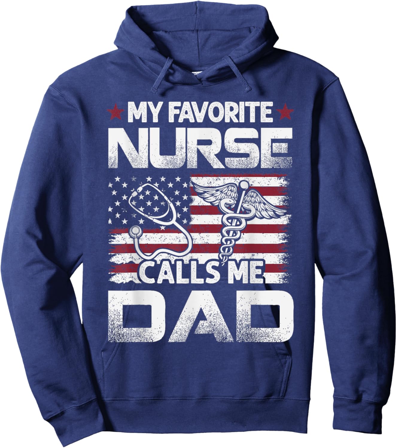 Nurse Dad Fathers Day My Favorite Nurse Calls Me Dad Vintage Hoodie - Hoodie | Navy
