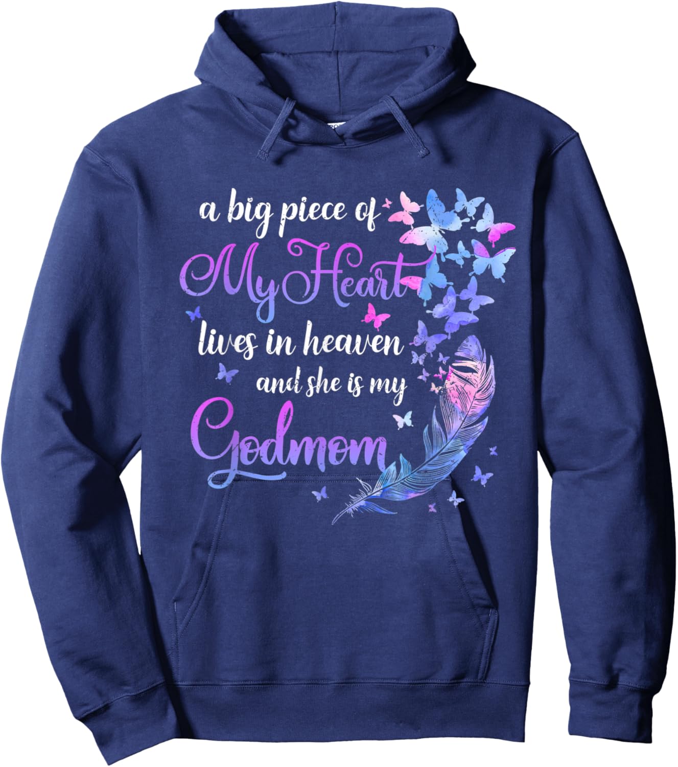 My Godmom Lives In Heaven Godmother Memorial Quotes Godchild Hoodie - Hoodie | Navy