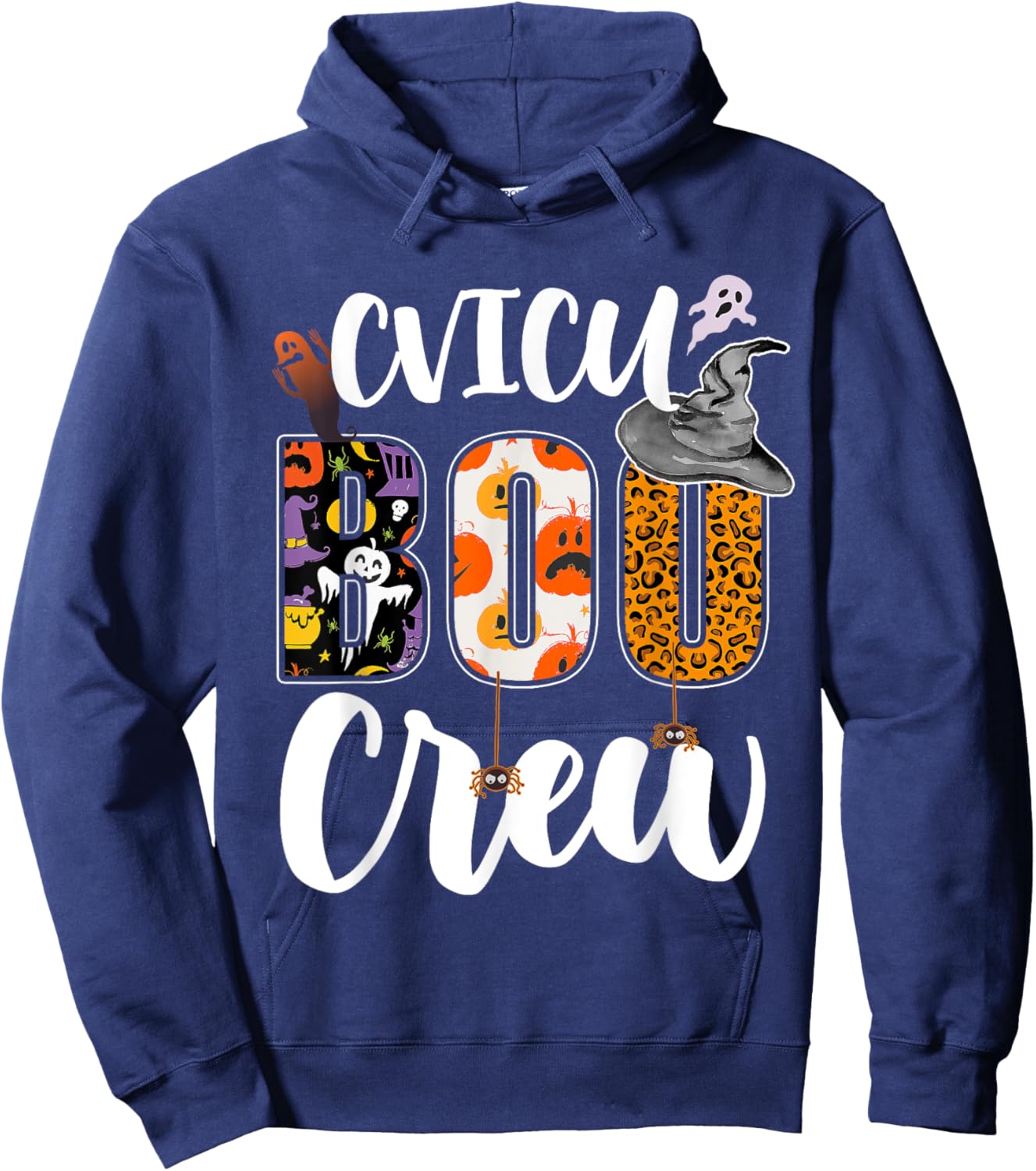 CVICU Boo Crew Ghost Funny Halloween CVICU Nurse RN Matching Hoodie - Hoodie | Navy