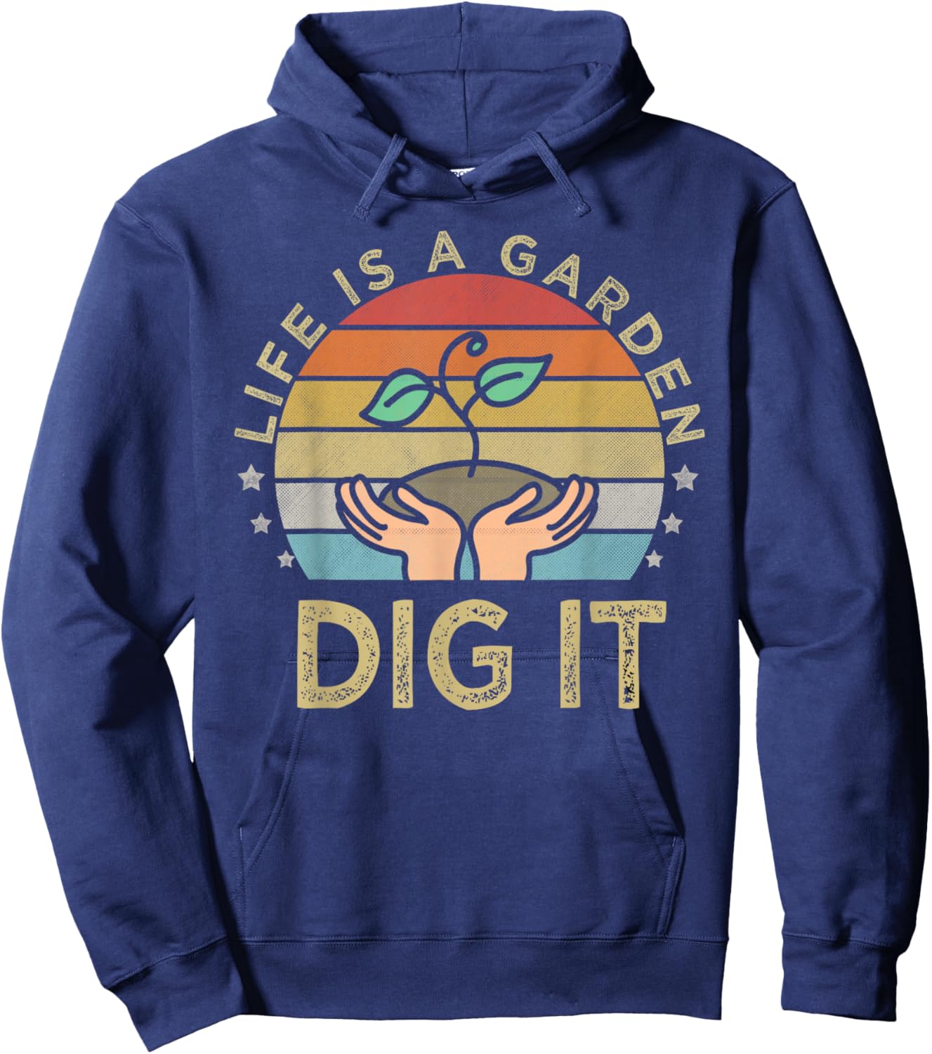 Retro vintage style farmer. Life is a garden dig it Hoodie - Hoodie | Navy