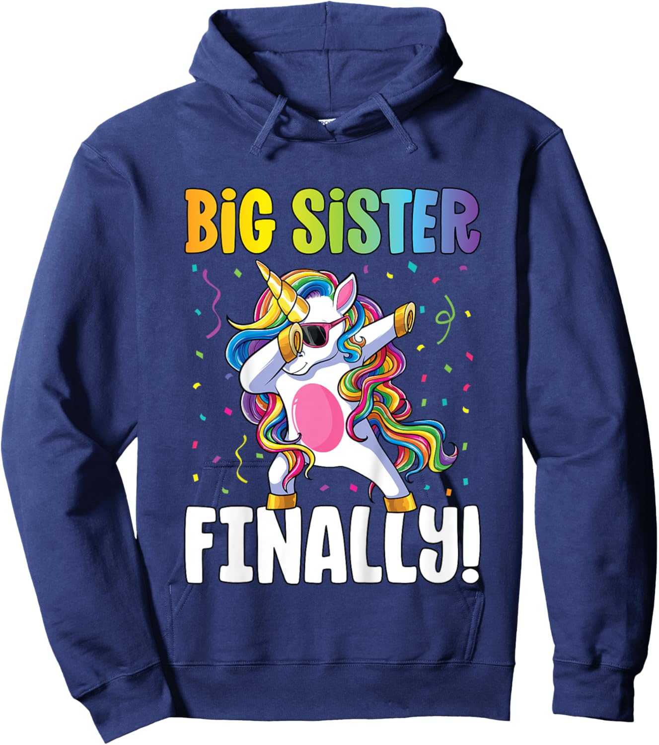 Big Sister Finally Dabbing Unicorn Girls Big Sister Hoodie - Hoodie | Navy