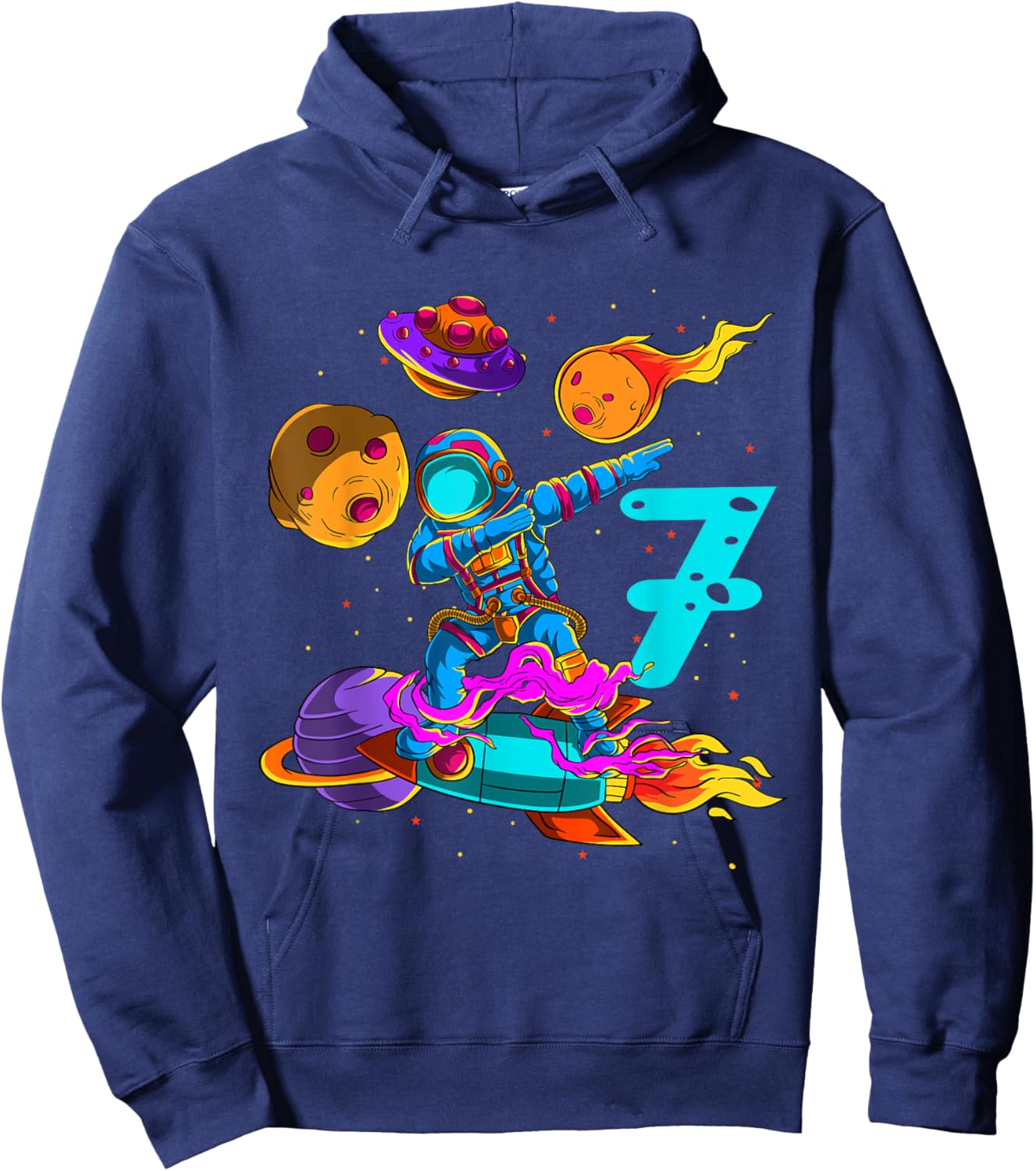 7 years Birthday Boy Astronaut 7th Birthday Boys Astronaut Hoodie - Hoodie | Navy