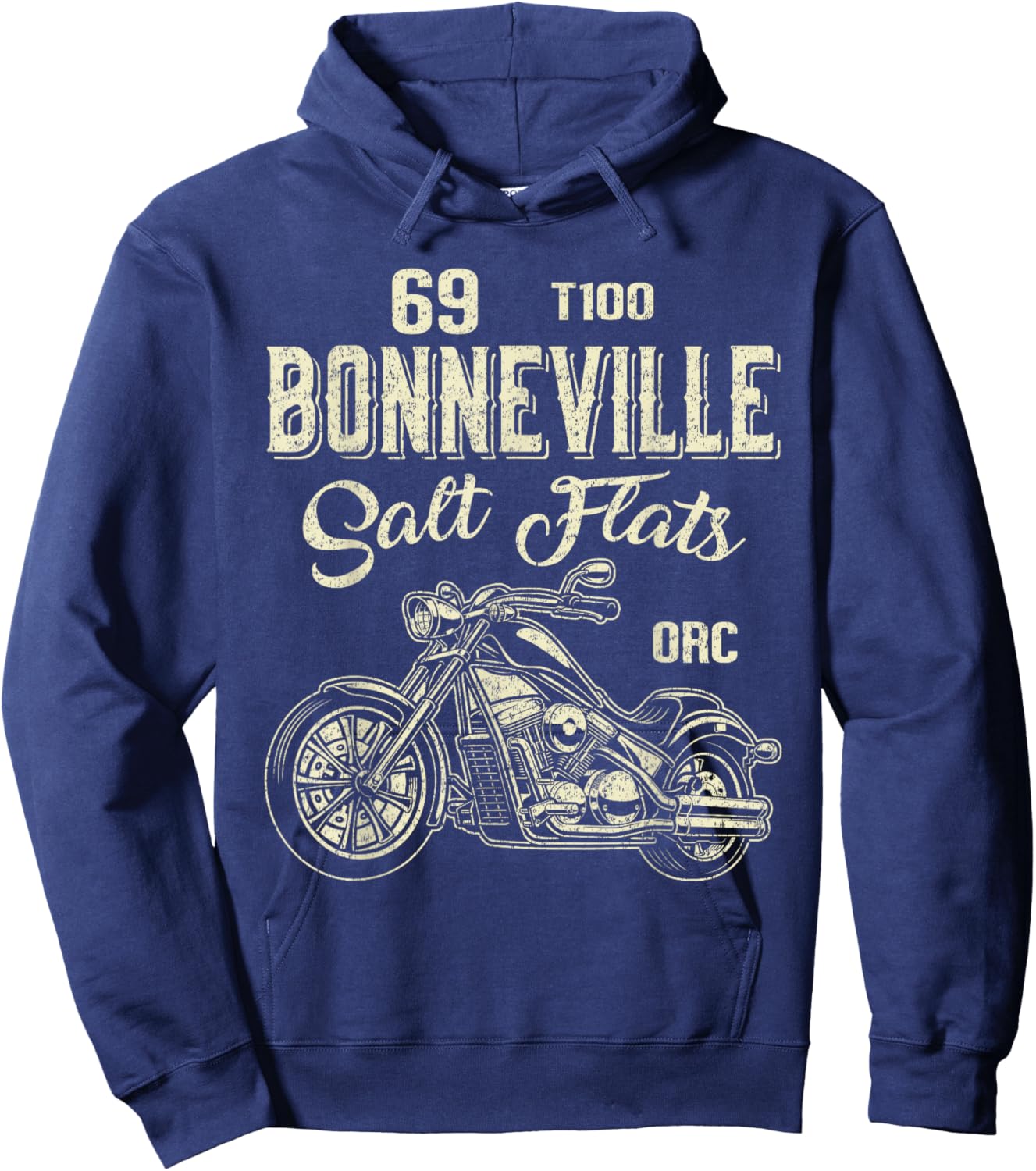 Bonneville Salt Flats Vintage Retro Motorcycle Rider Funny Hoodie - Hoodie | Navy