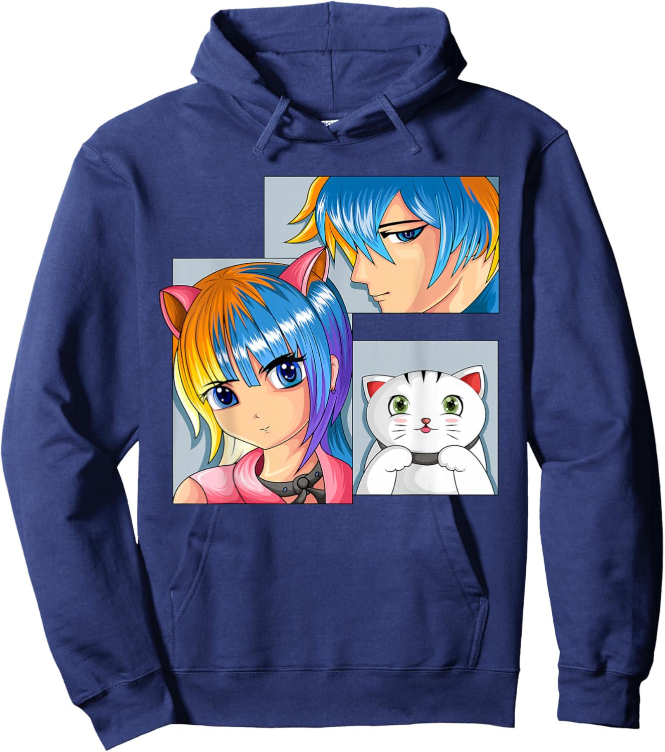 Anime Girls Cat Manga Merch Children Boys Hoodie - Hoodie | Navy