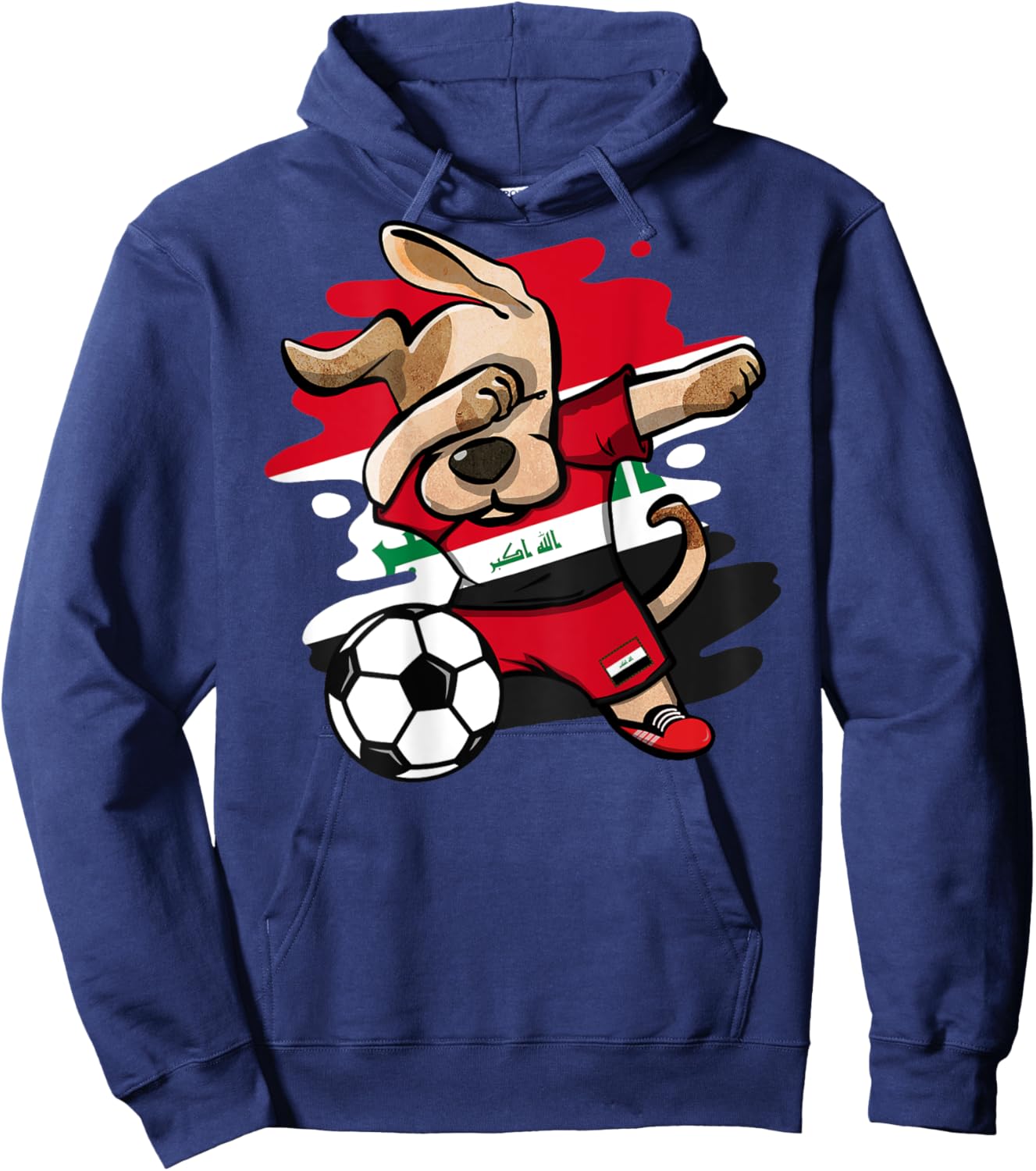 Dabbing Dog Iraq Soccer Fans Jersey Iraqi Football Lovers Hoodie - Hoodie | Navy