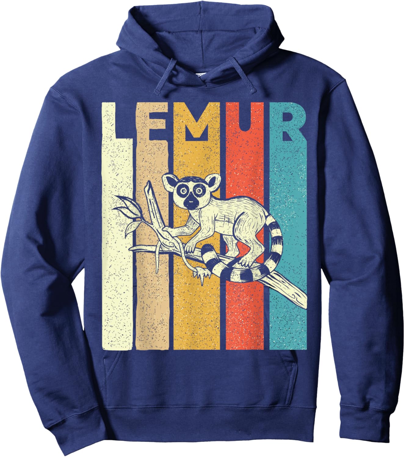 Vintage Lemur - Animal Researcher Zookeeper Lemur Lover Hoodie - Hoodie | Navy