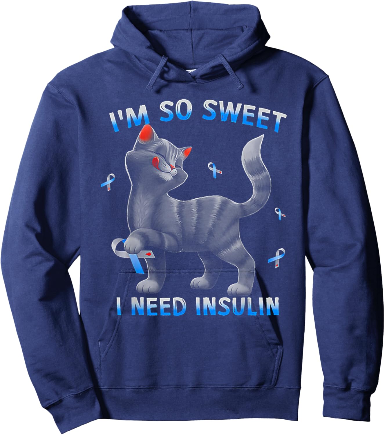 I So Sweet I Need Insulin Funny Cat Diabetes Awareness Hoodie - Hoodie | Navy