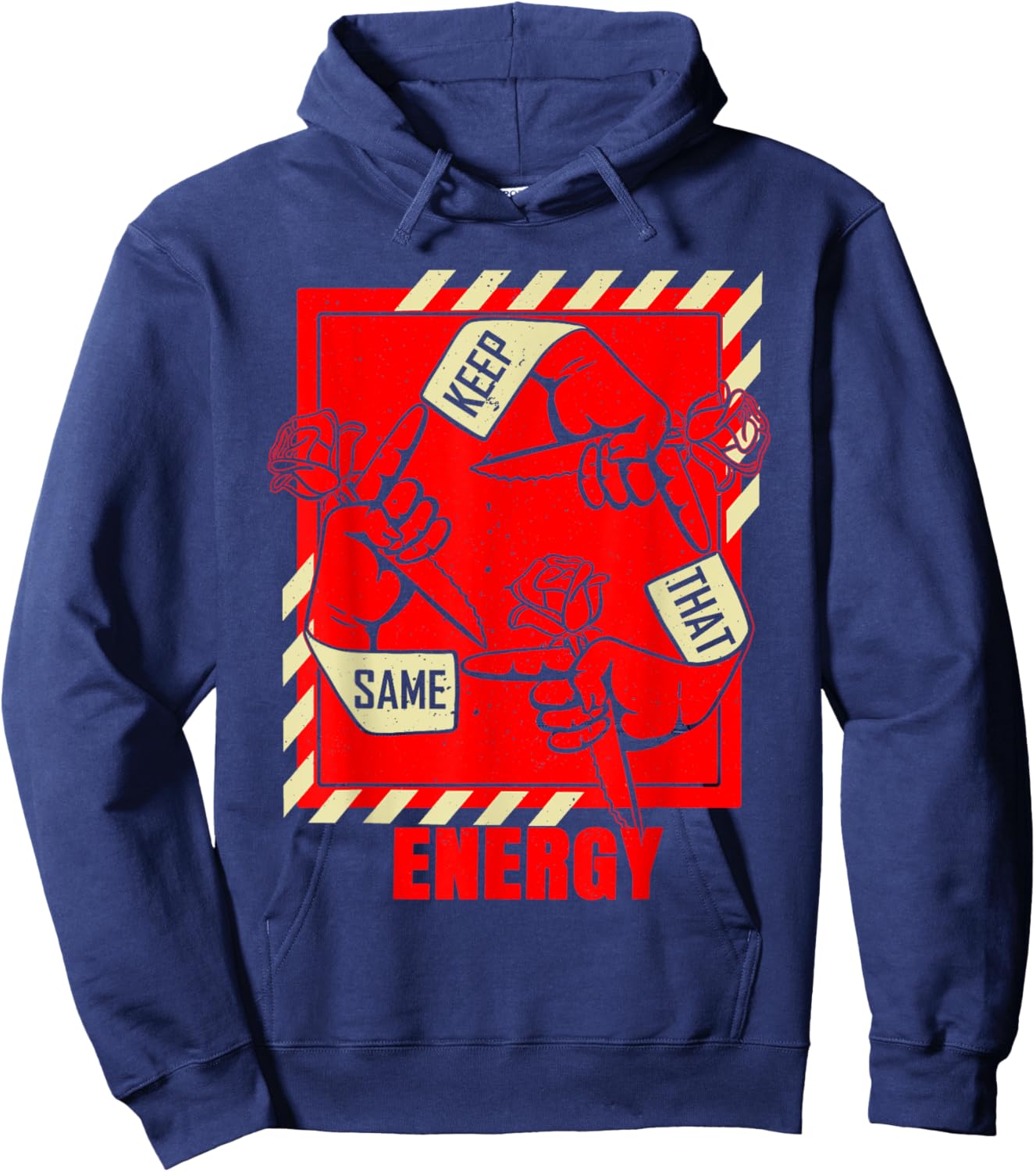 Keep That Same Energy Red Color Graphic Hoodie - Hoodie | Navy