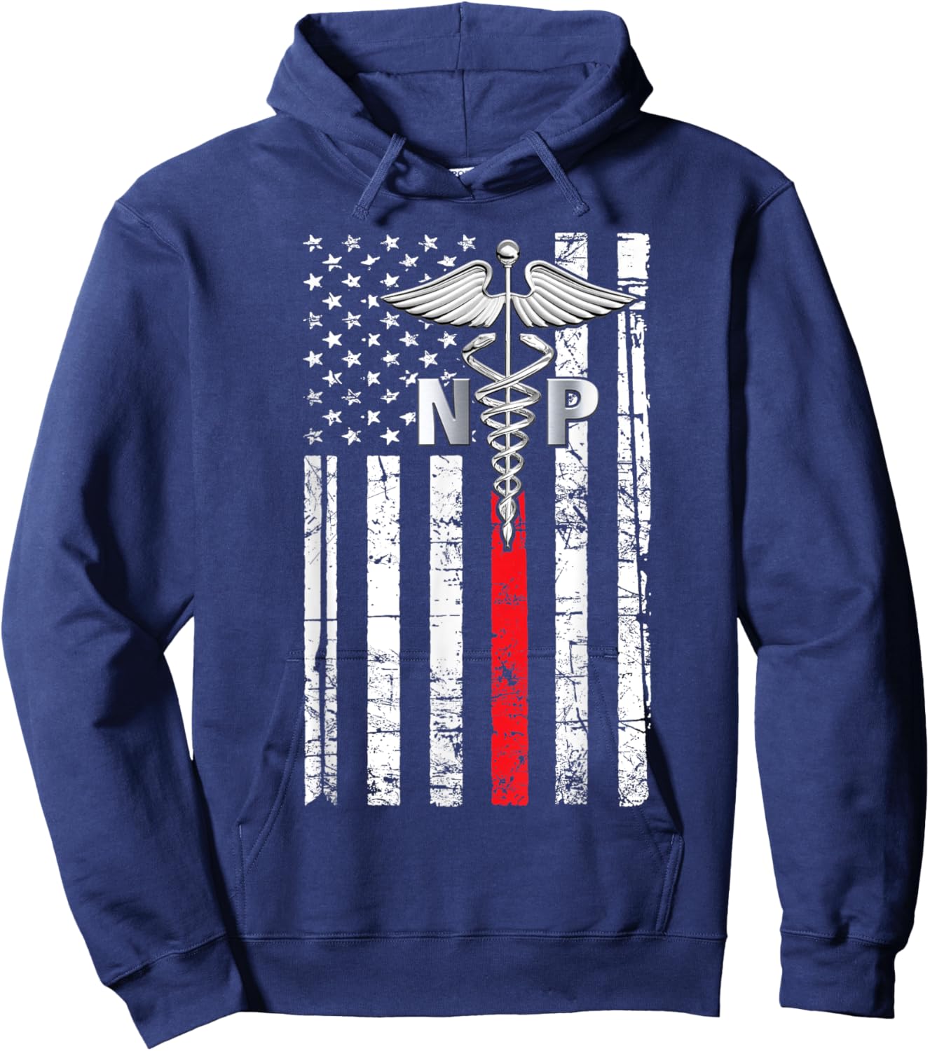 Nurse 365 NP Nurse Practitioner US Flag Hoodie - Hoodie | Navy