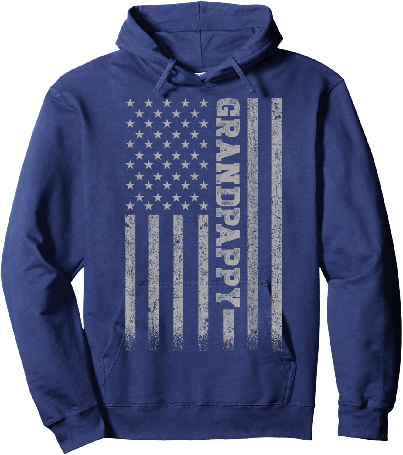 Gifts For Grandpappy Grandpappy American Flag - Black, , Short Sleeve, , Patriotic, Casual, Modern, American Flag Hoodie - Hoodie | Navy