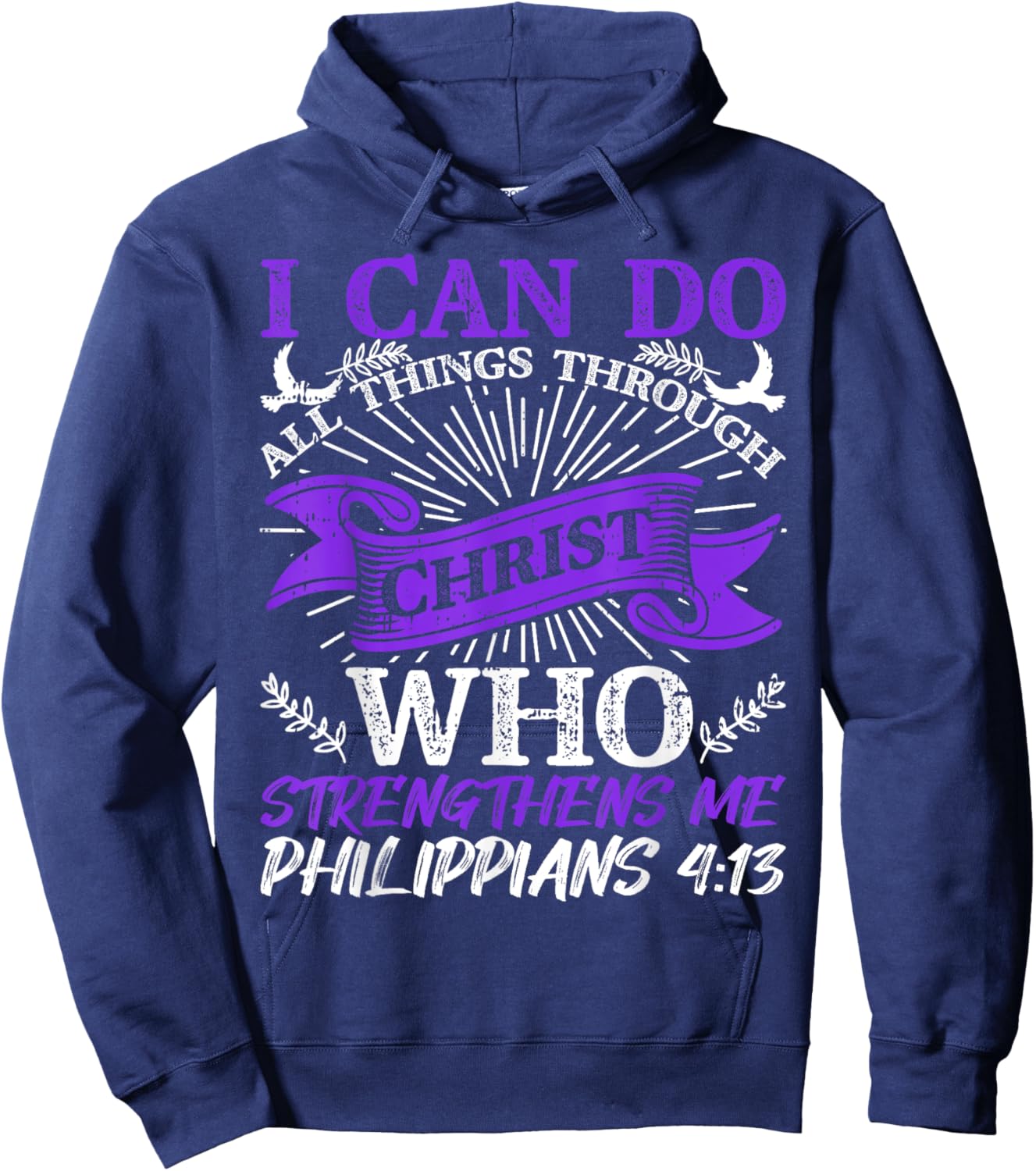 God Strengthens Me Religious Christian Believing Hoodie - Hoodie | Navy