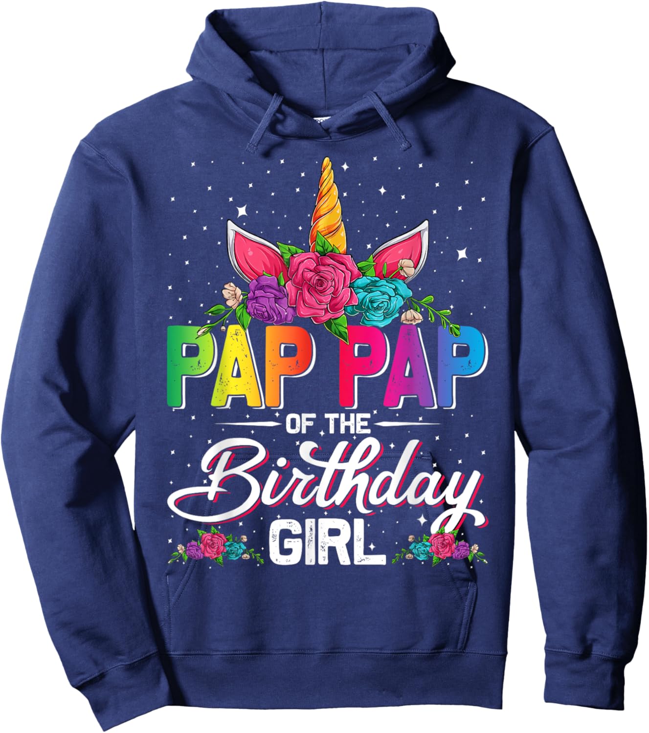 Pap Pap Of The Birthday Girl Unicorn Family Matching Hoodie - Hoodie | Navy
